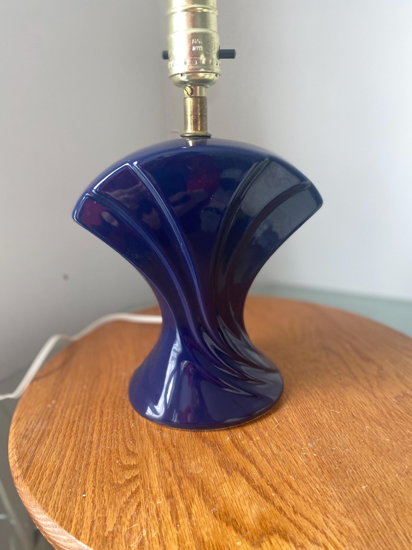Retro Small Dark Blue Ceramic Lamp No Shade