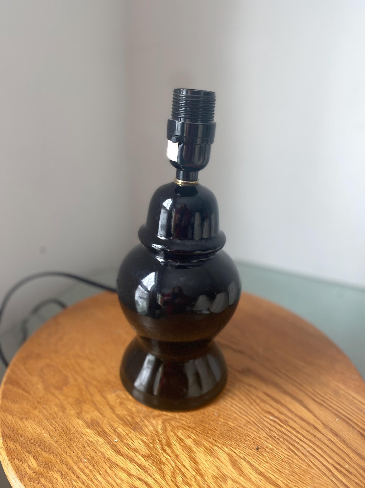 Retro Small Black Ceramic Ginger Jar Table Lamp No Shade