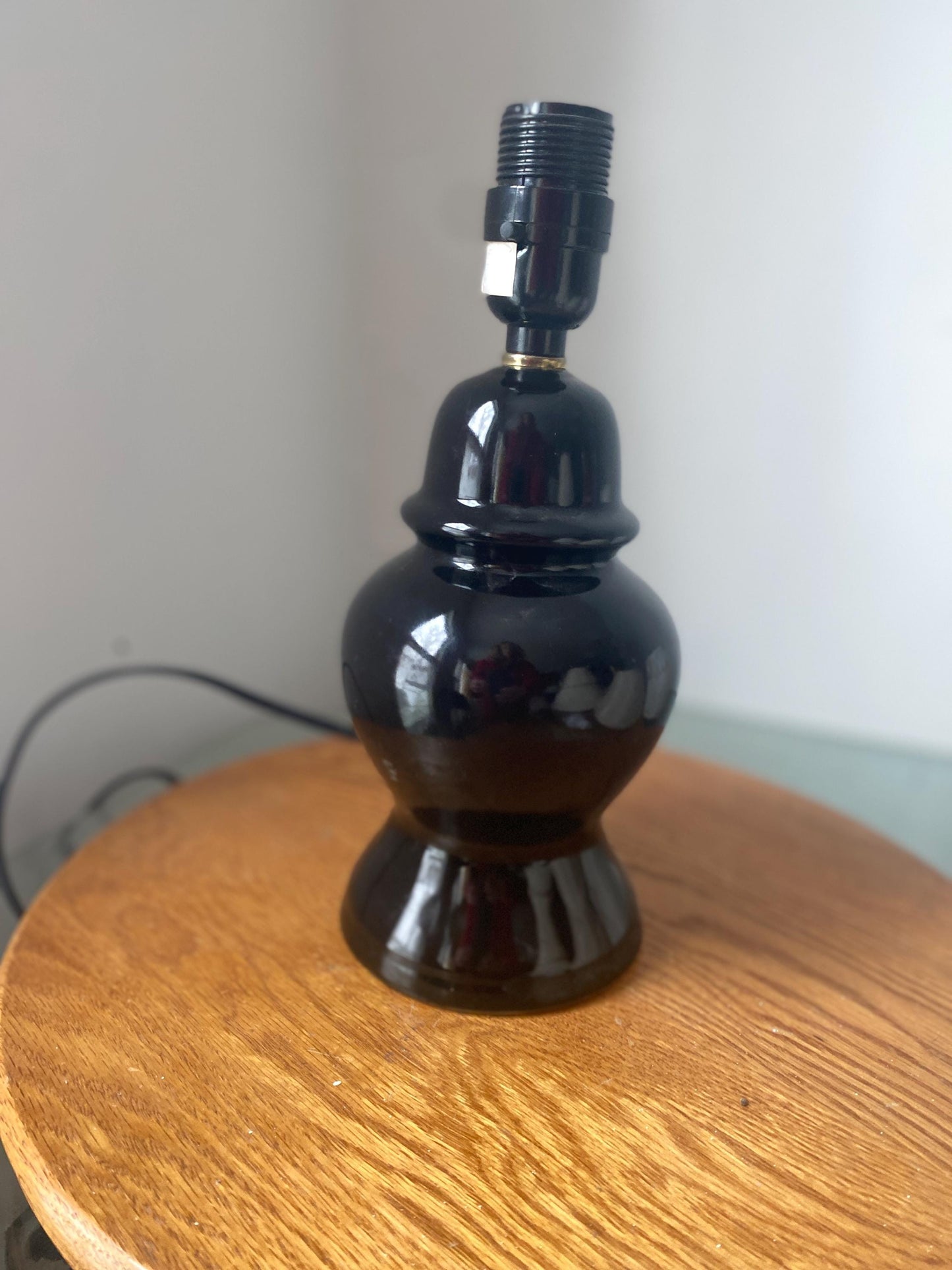 Retro Small Black Ceramic Ginger Jar Table Lamp No Shade
