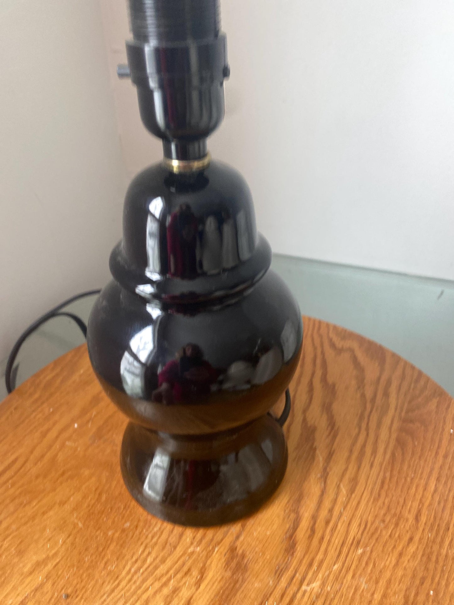 Retro Small Black Ceramic Ginger Jar Table Lamp No Shade