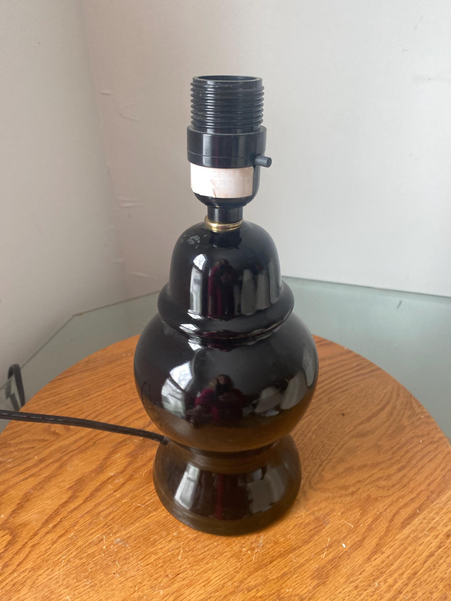 Retro Small Black Ceramic Ginger Jar Table Lamp No Shade