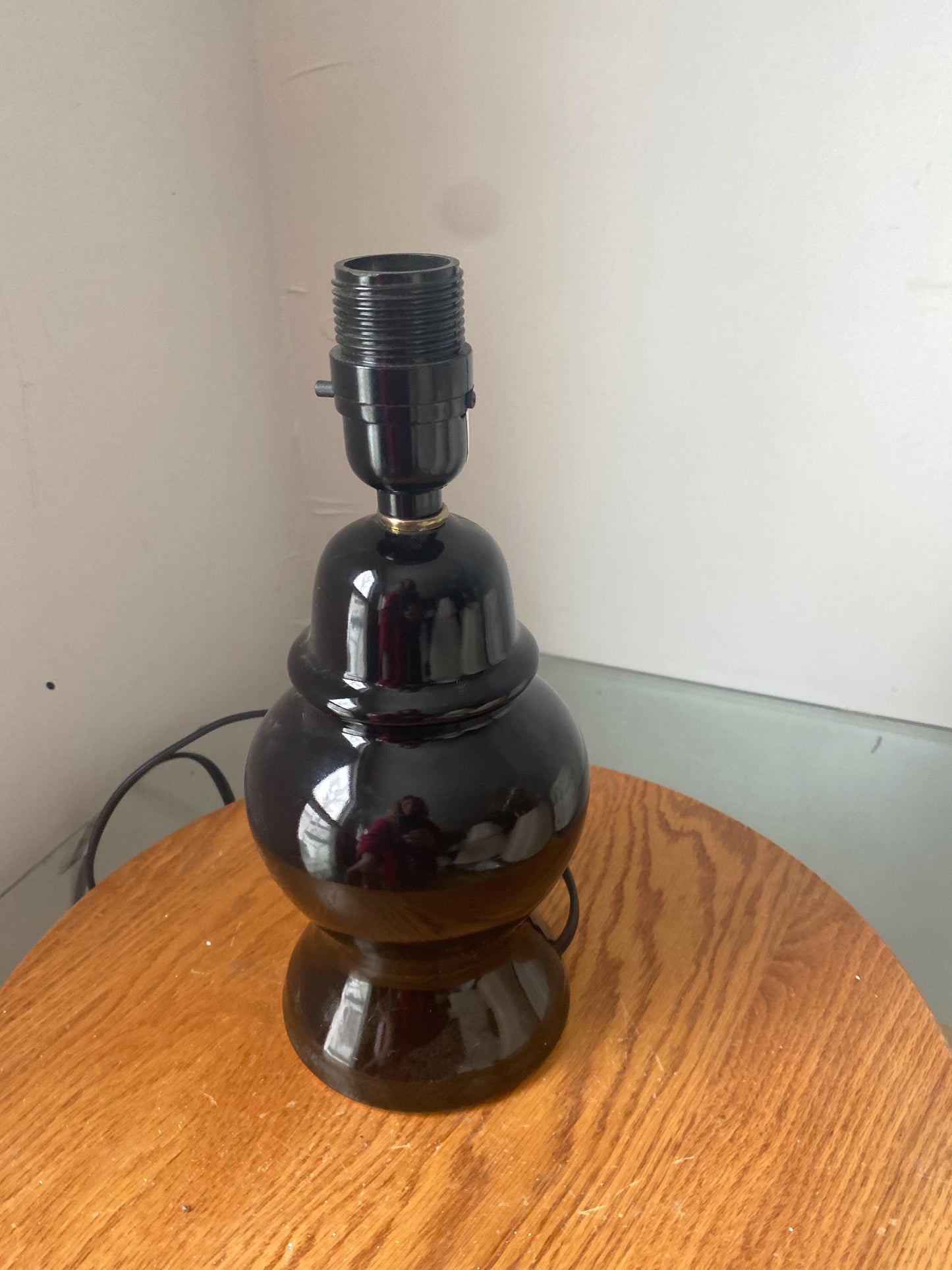 Retro Small Black Ceramic Ginger Jar Table Lamp No Shade