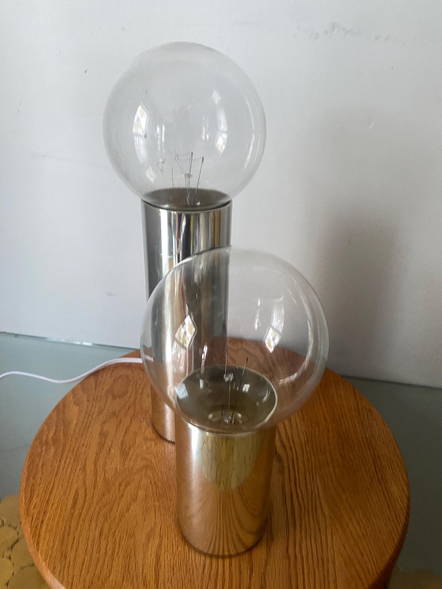 MCM Chrome Metal Lamp with 2 Bulbs