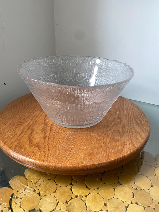 Large IITTALA TAPIO WIRKKALA 'Solaris', Heavy Glass Art Bowl, Finnish Scandinavian Design