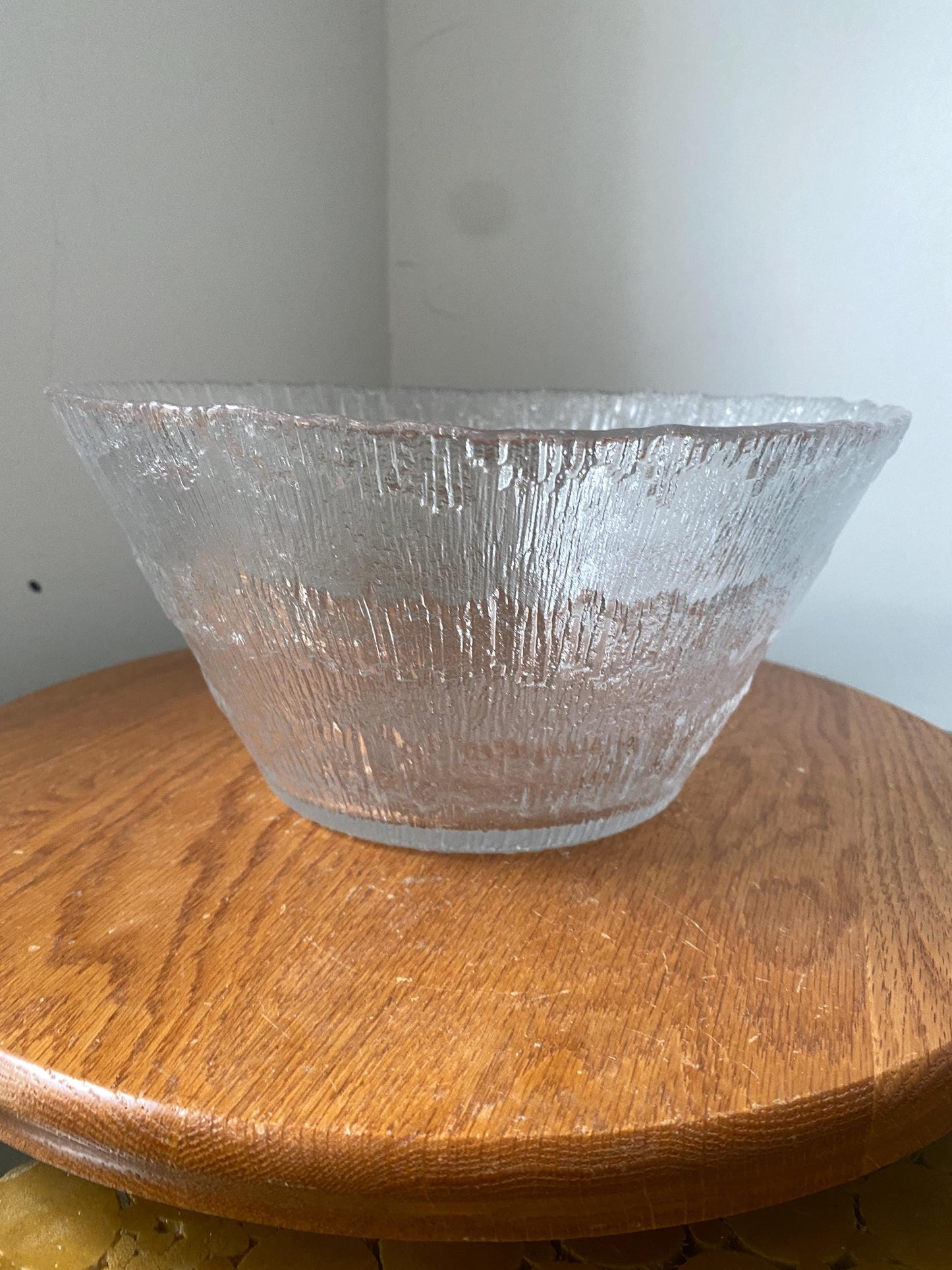 Large IITTALA TAPIO WIRKKALA 'Solaris', Heavy Glass Art Bowl, Finnish Scandinavian Design