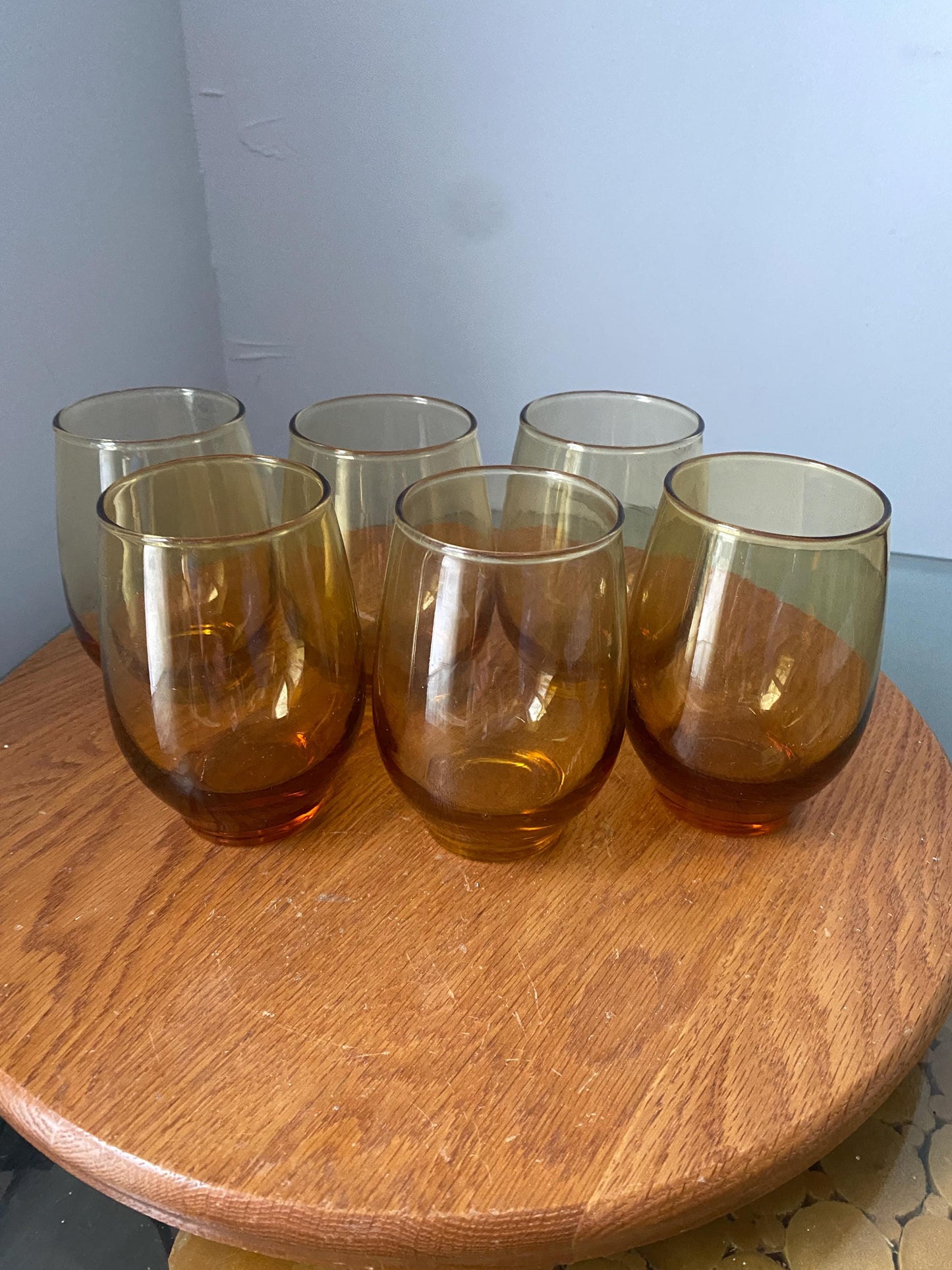 Set of 6 MCM Libbey Medium Yellow Amber Glasses