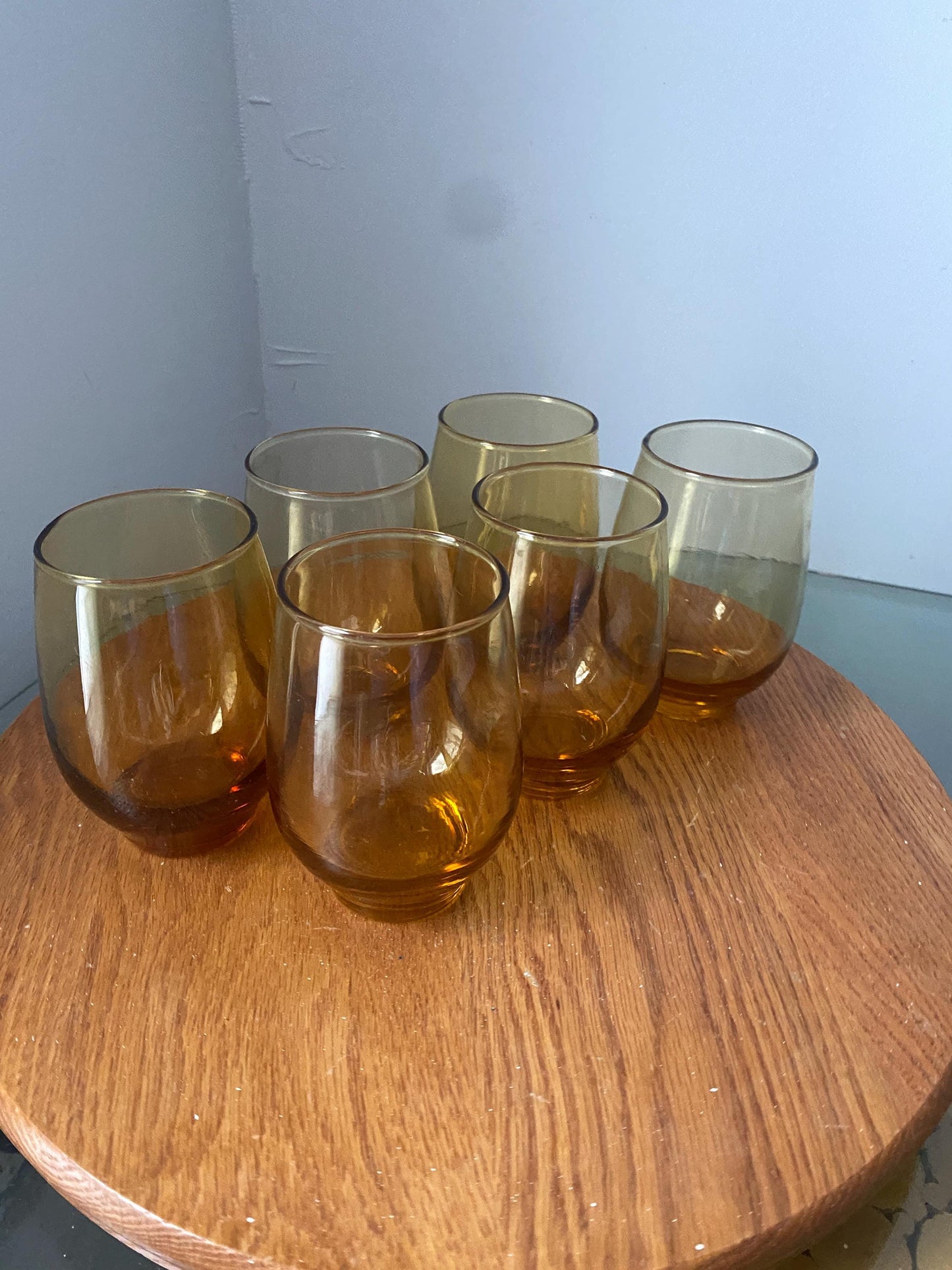 Set of 6 MCM Libbey Medium Yellow Amber Glasses