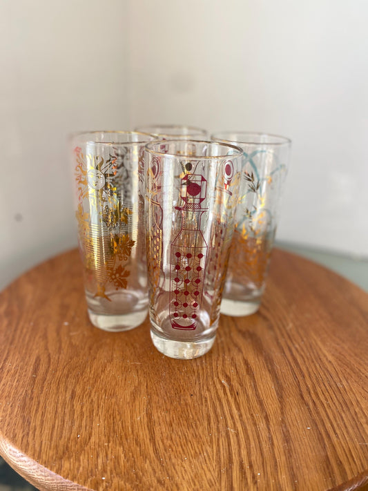 Set of 4 MCM Glass Tumblers