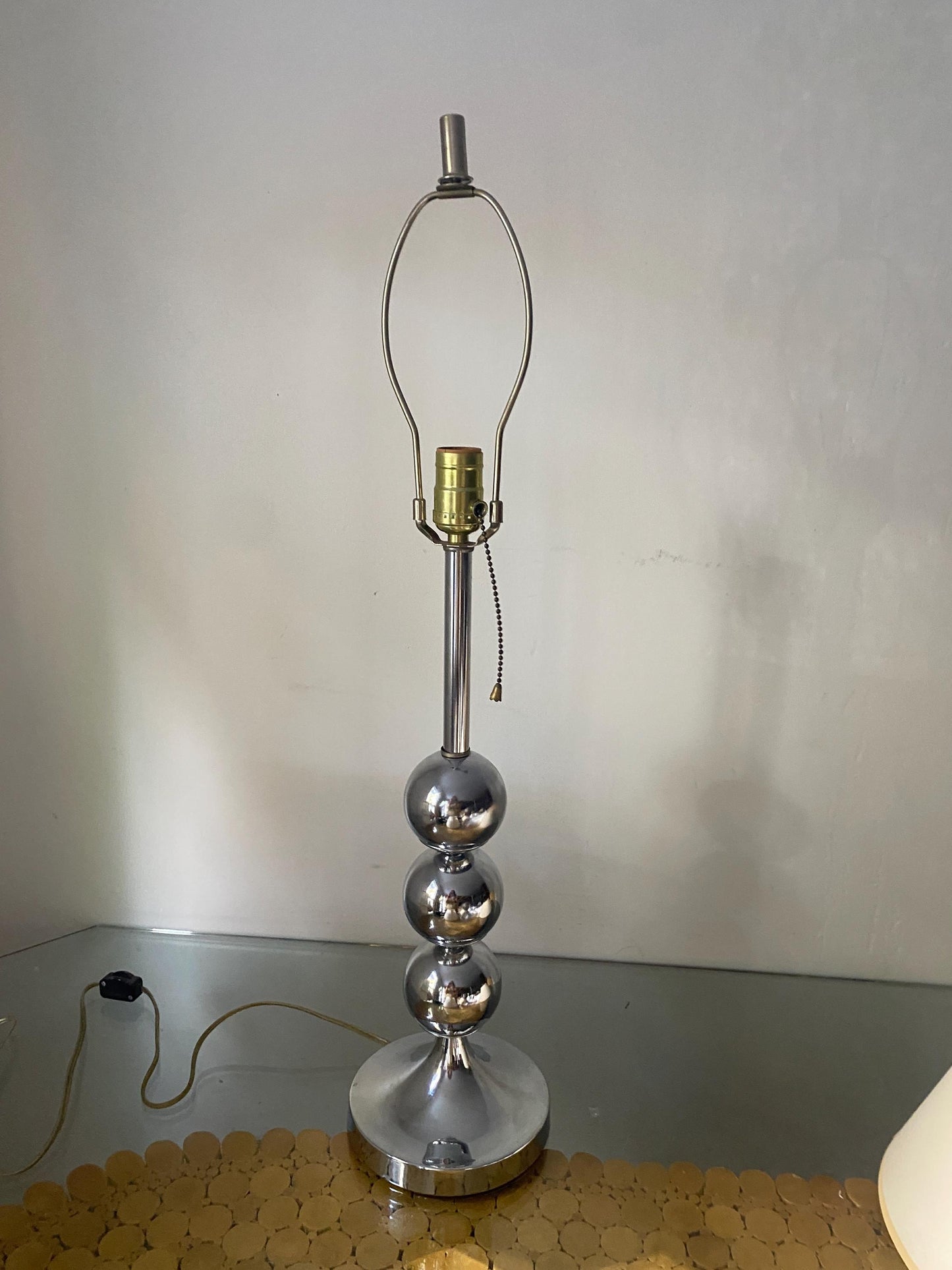 Tall MCM Stacked Chrome Ball Lamp No Shade