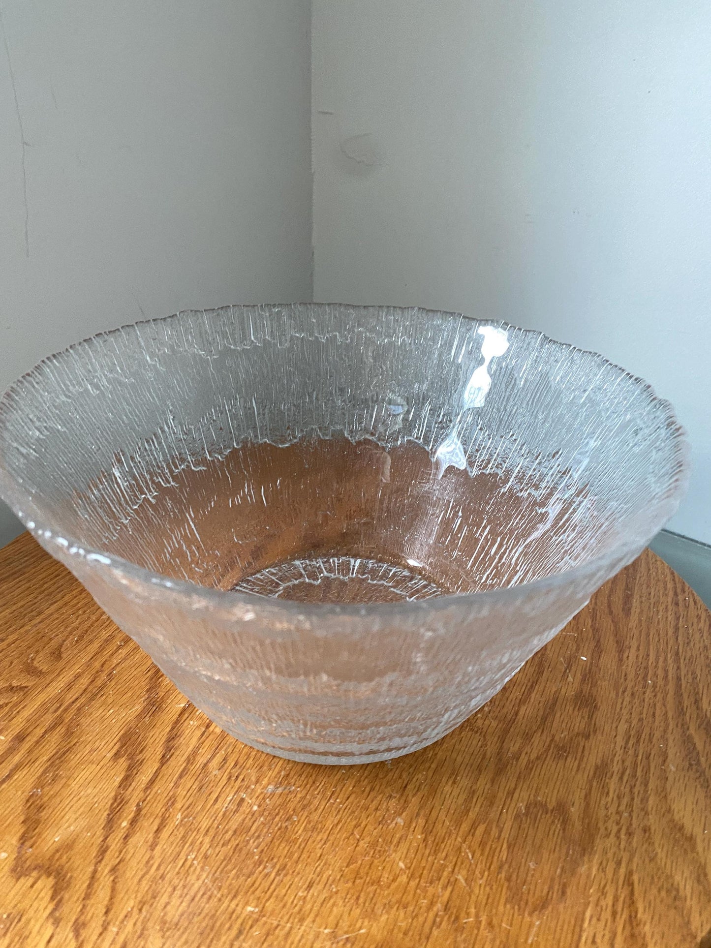 Large IITTALA TAPIO WIRKKALA 'Solaris', Heavy Glass Art Bowl, Finnish Scandinavian Design