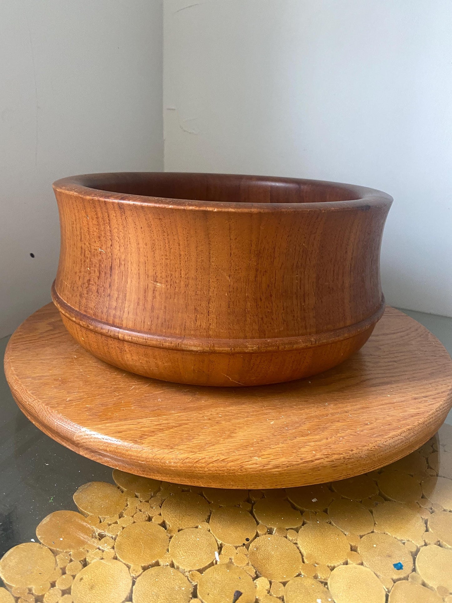 Vintage Danish Richard Nissen Denmark Staved Large Teak Wood Salad Bowl