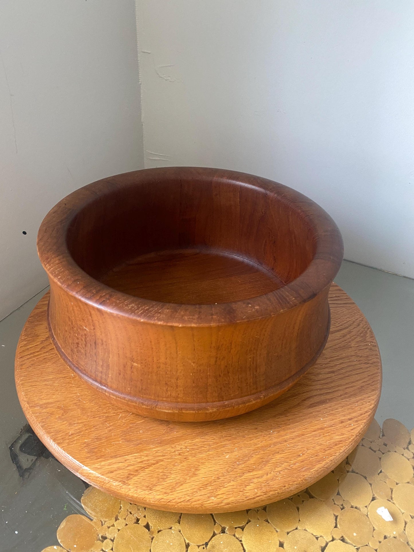 Vintage Danish Richard Nissen Denmark Staved Large Teak Wood Salad Bowl