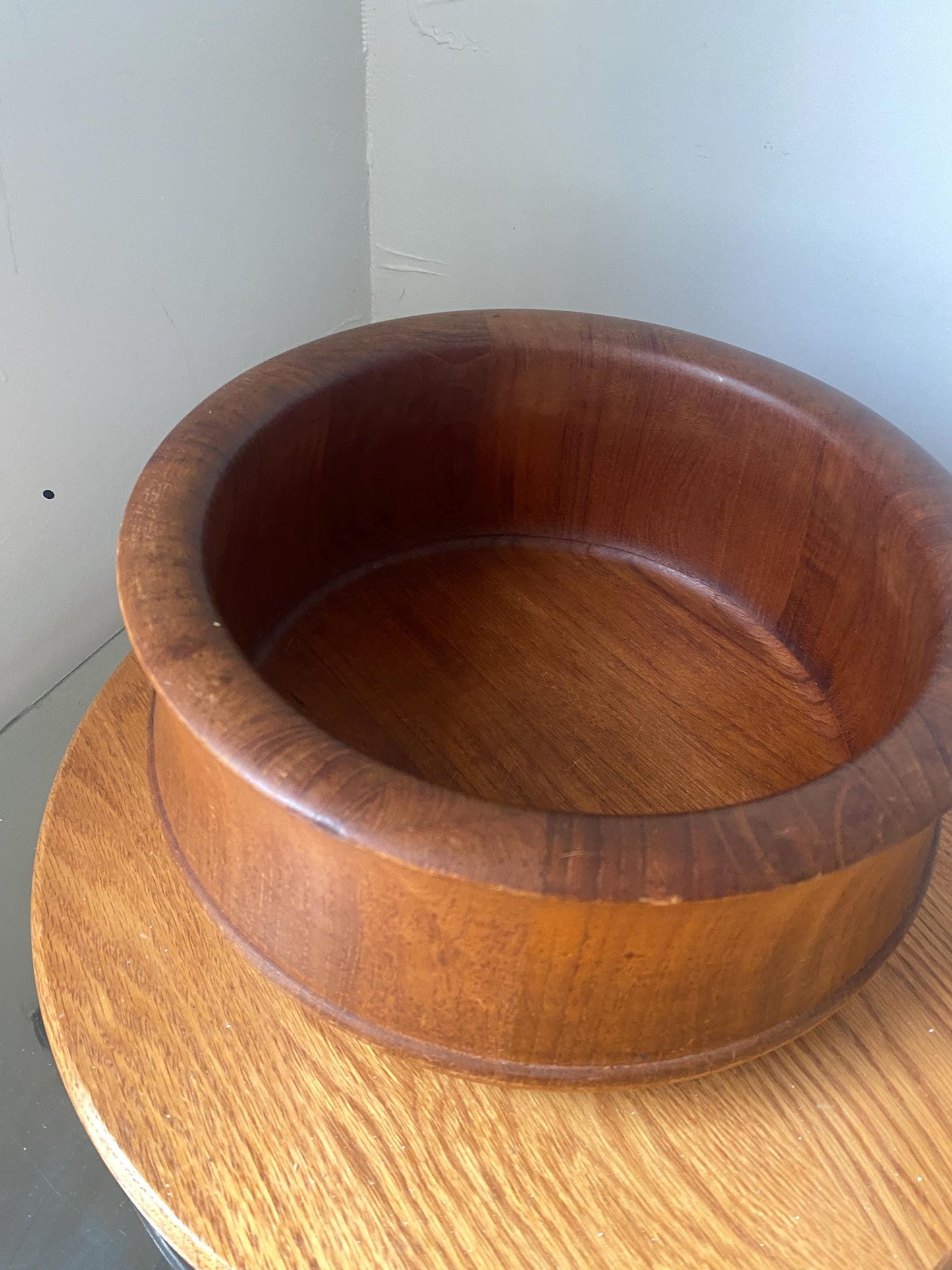 Vintage Danish Richard Nissen Denmark Staved Large Teak Wood Salad Bowl