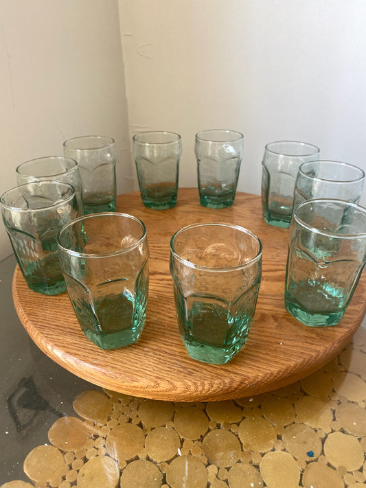 Set of 10 Retro Libbey Sea Glass Green Juice Glasses