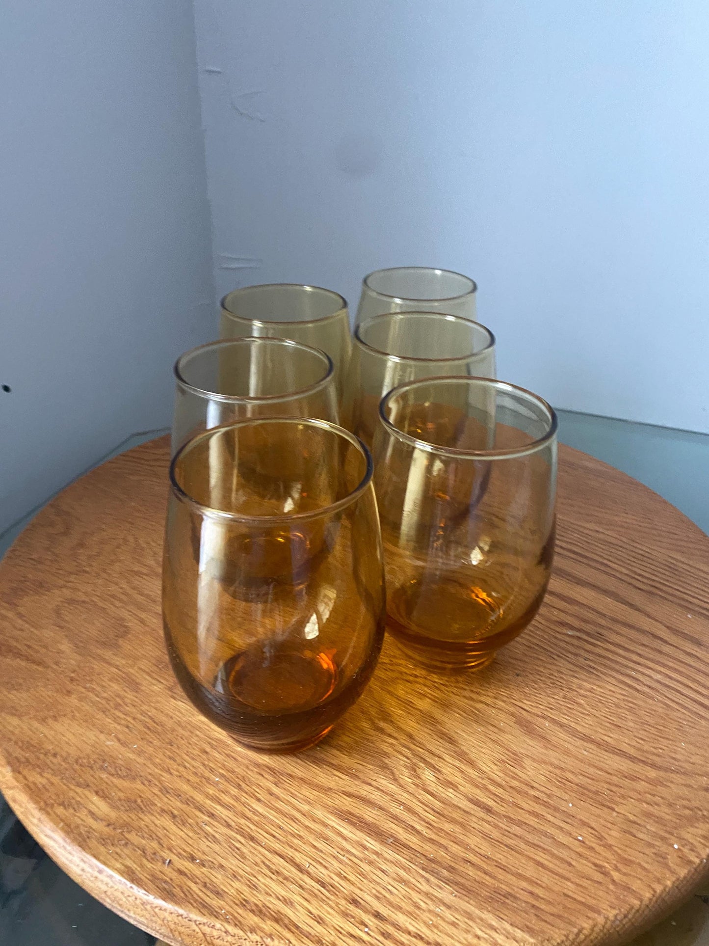 Set of 6 MCM Libbey Medium Yellow Amber Glasses