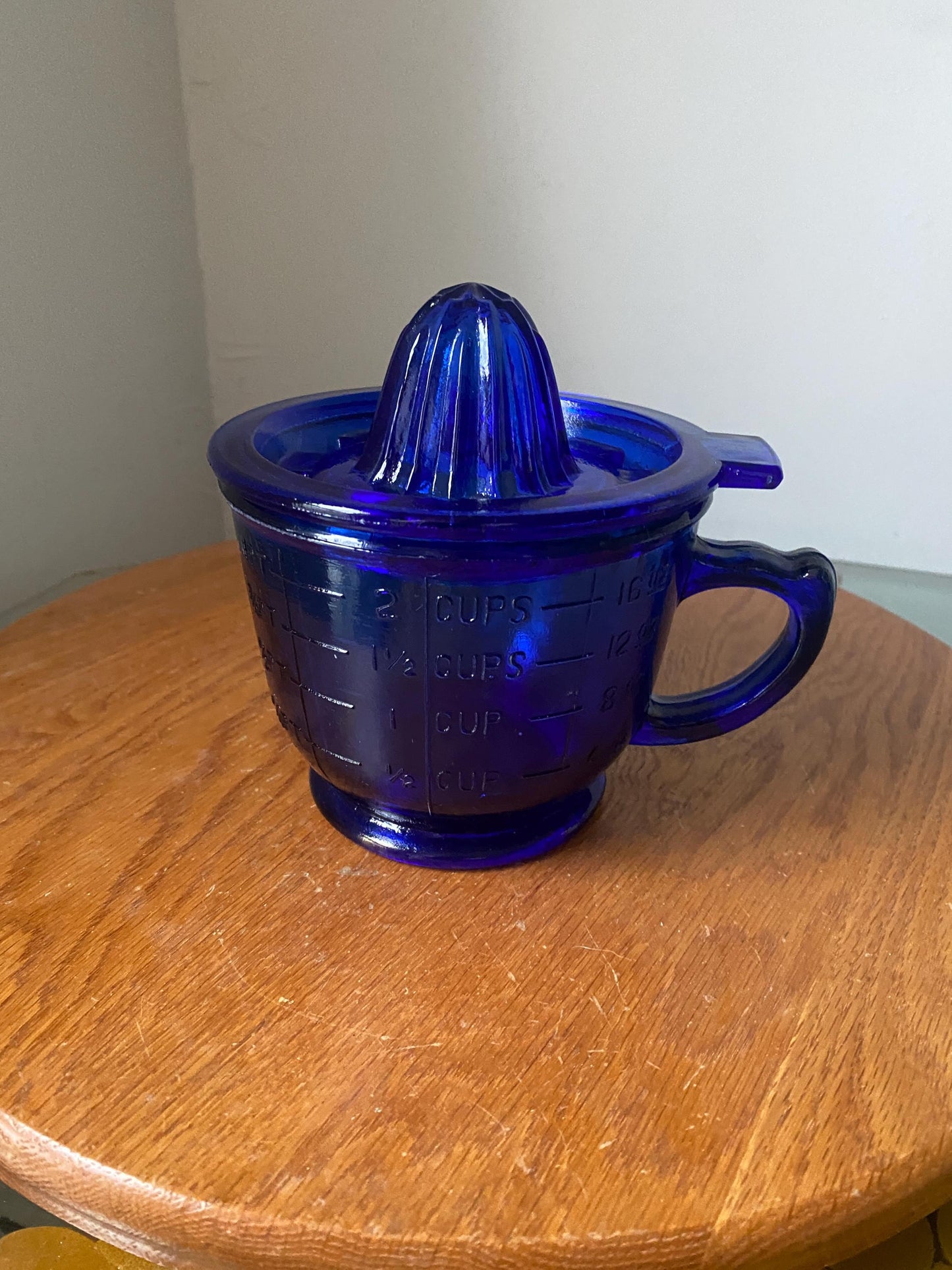 Vintage Cobalt Blue Hazel Atlas 2 Cup Measuring Pitcher and Reamer