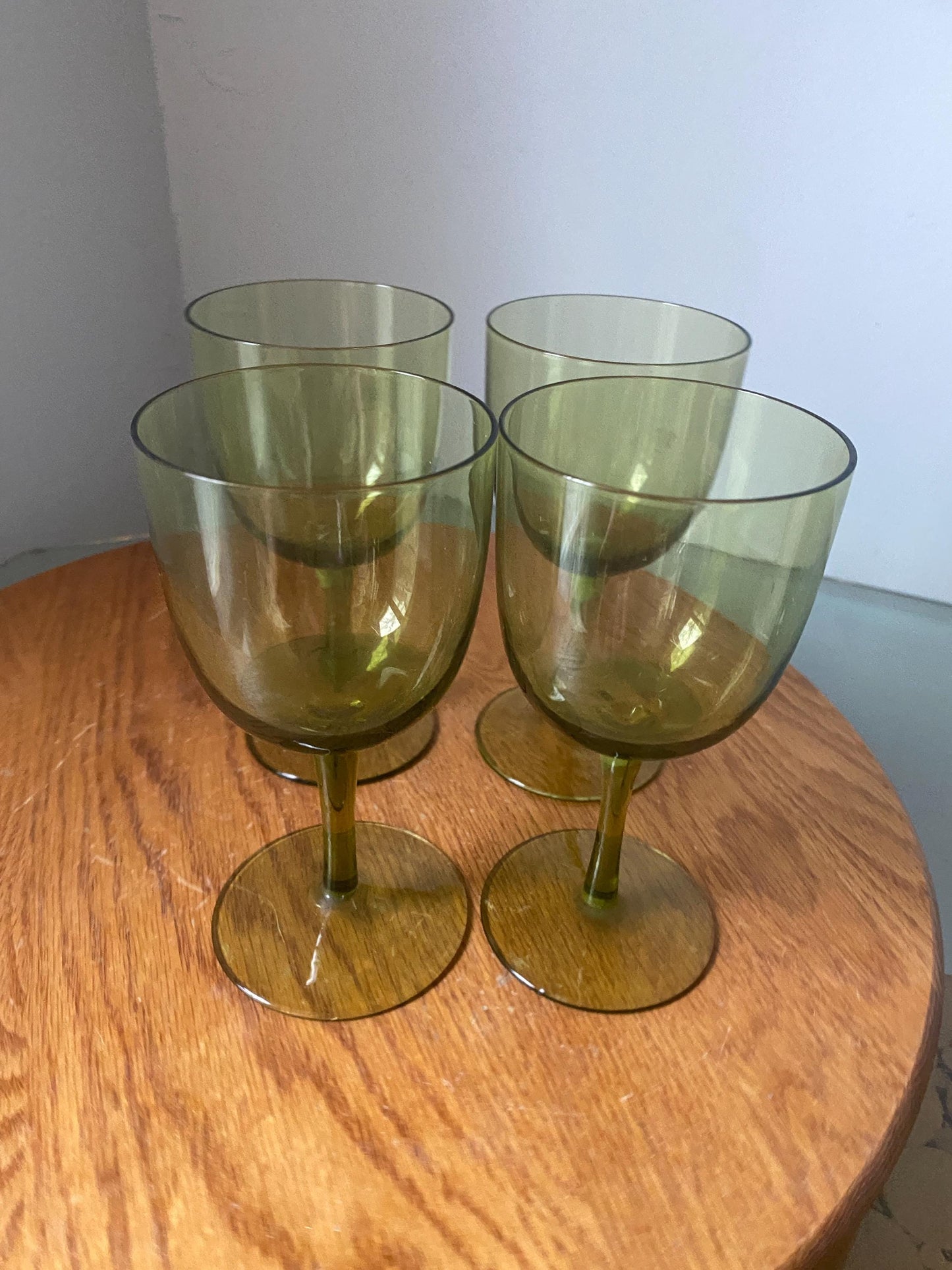 Set of 4 Vintage Olive Wine Glasses
