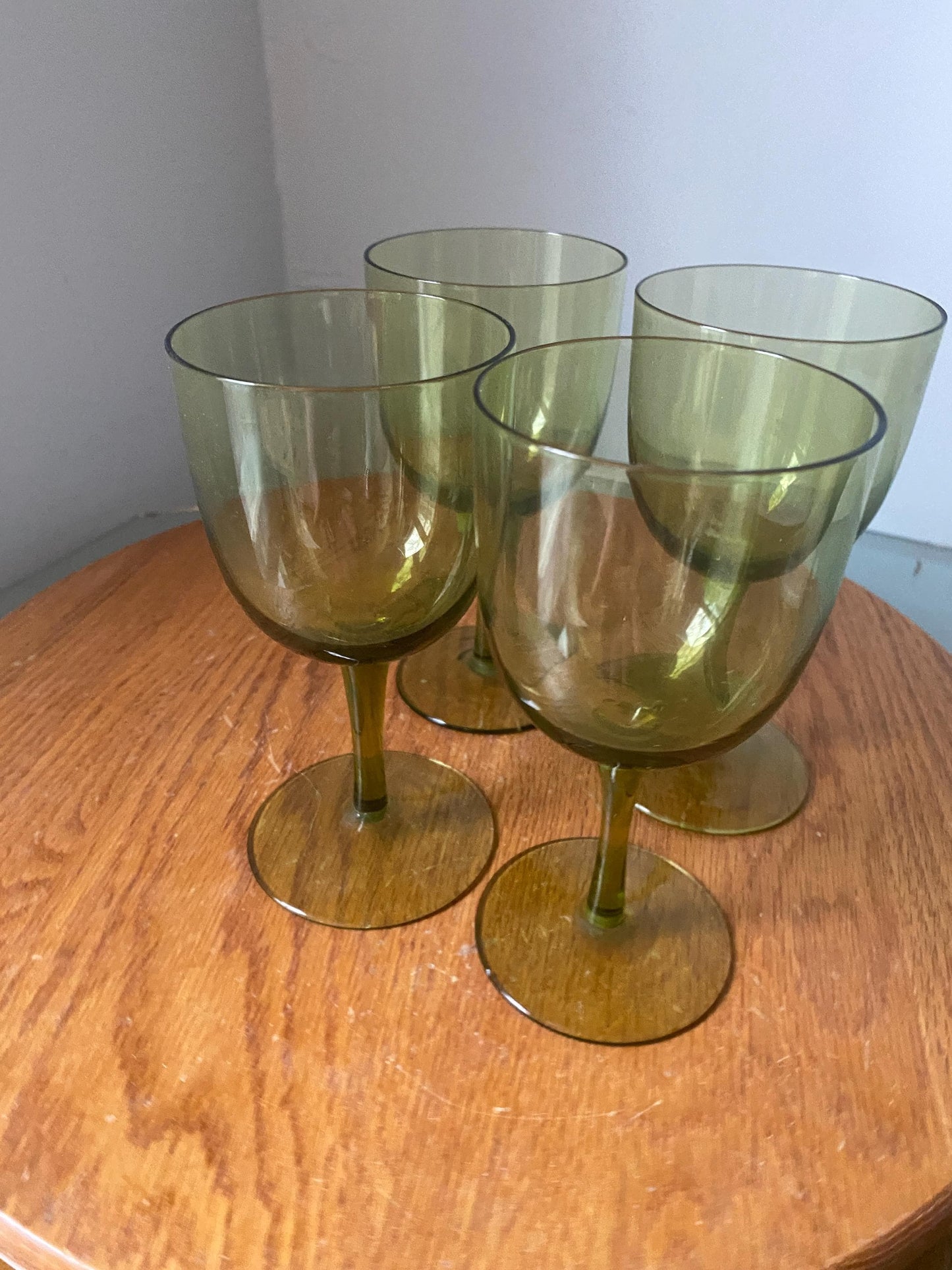 Set of 4 Vintage Olive Wine Glasses