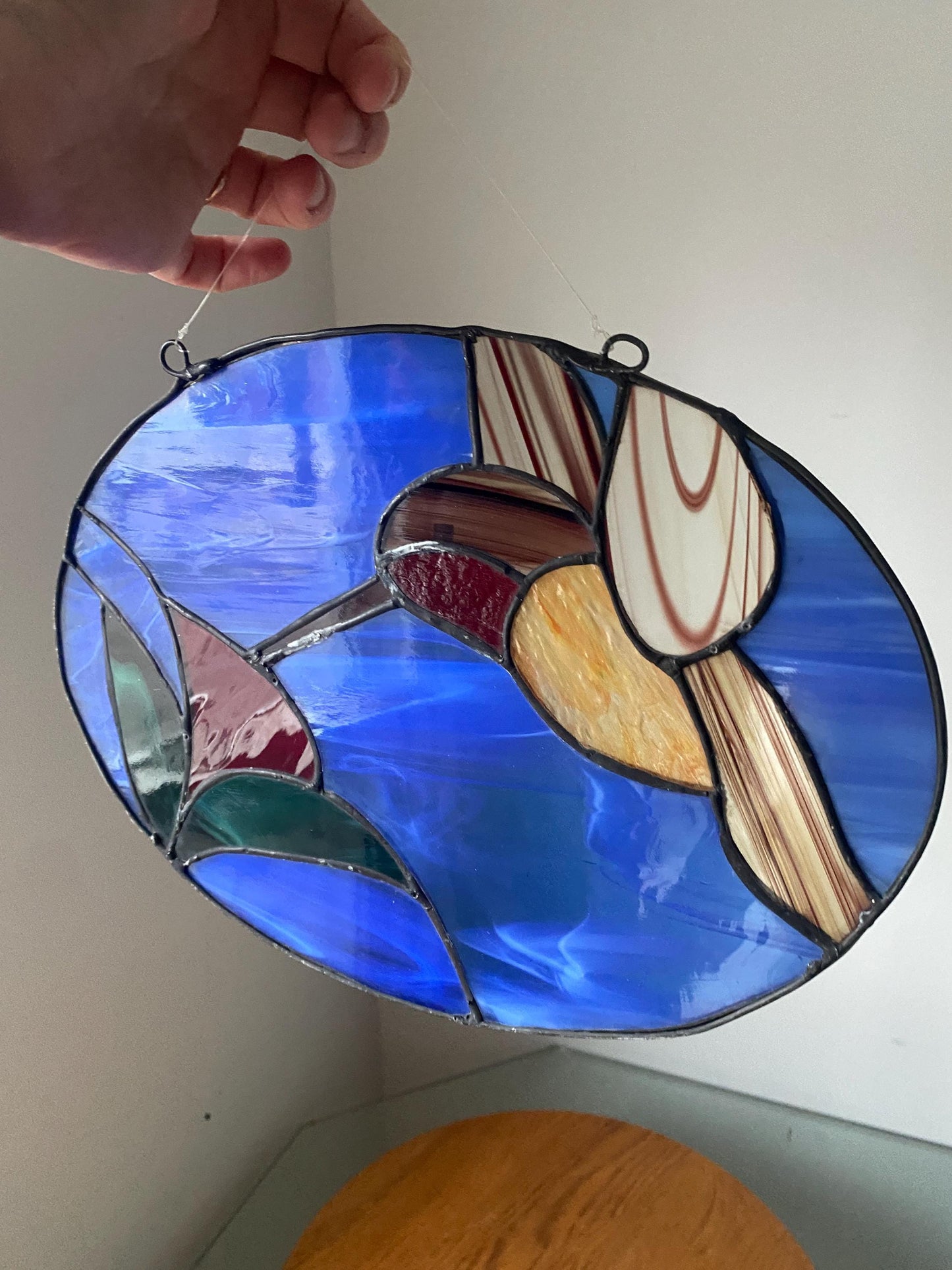 Medium Handmade Hummingbird Stained Glass Sun Catcher
