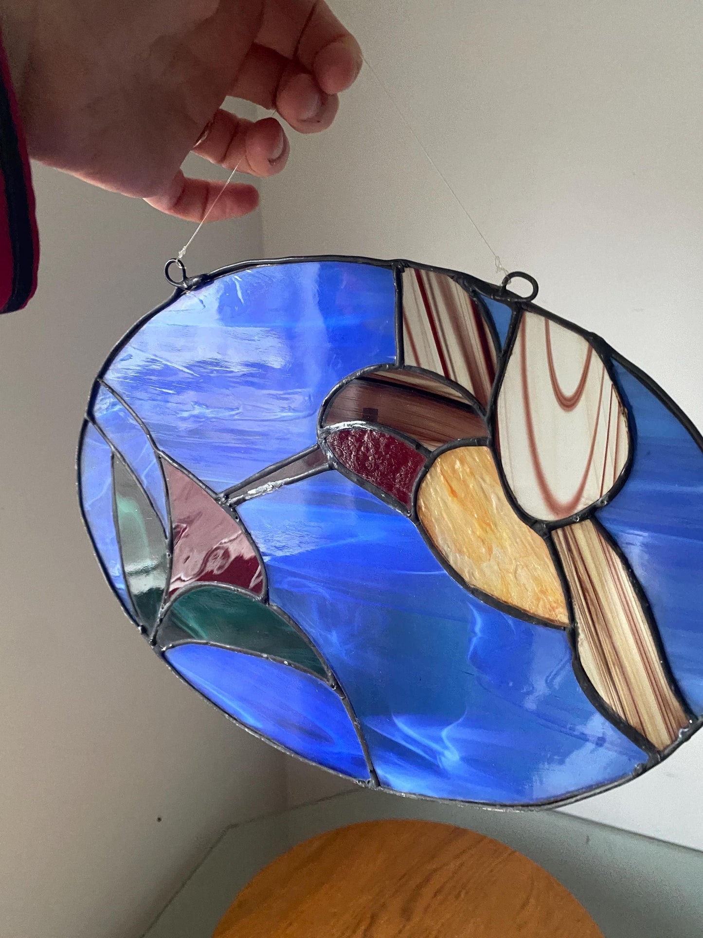 Medium Handmade Hummingbird Stained Glass Sun Catcher