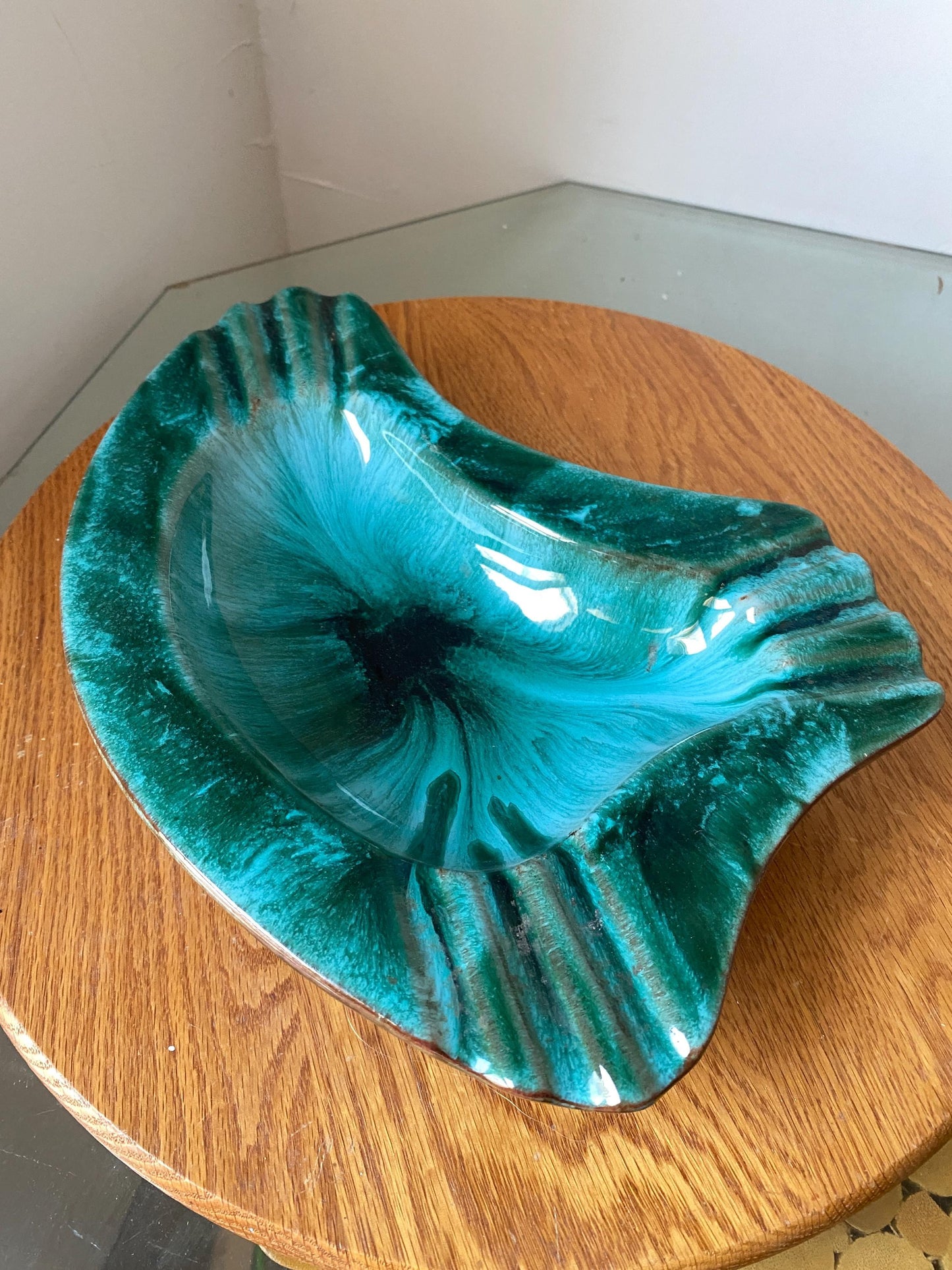 Vintage Blue Mountain Pottery Turquoise Drip Ceramic Ashtray Made in Canada