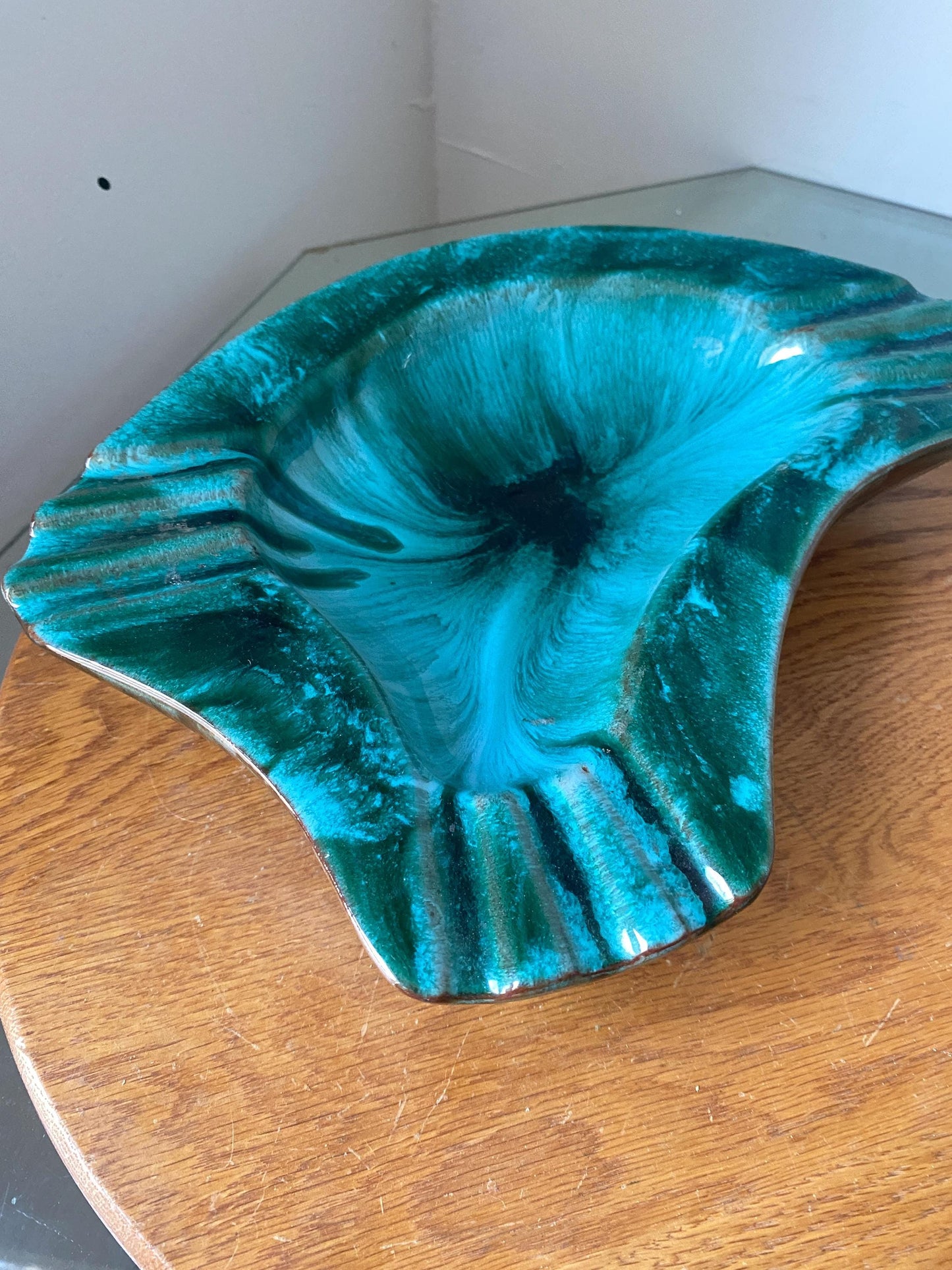 Vintage Blue Mountain Pottery Turquoise Drip Ceramic Ashtray Made in Canada