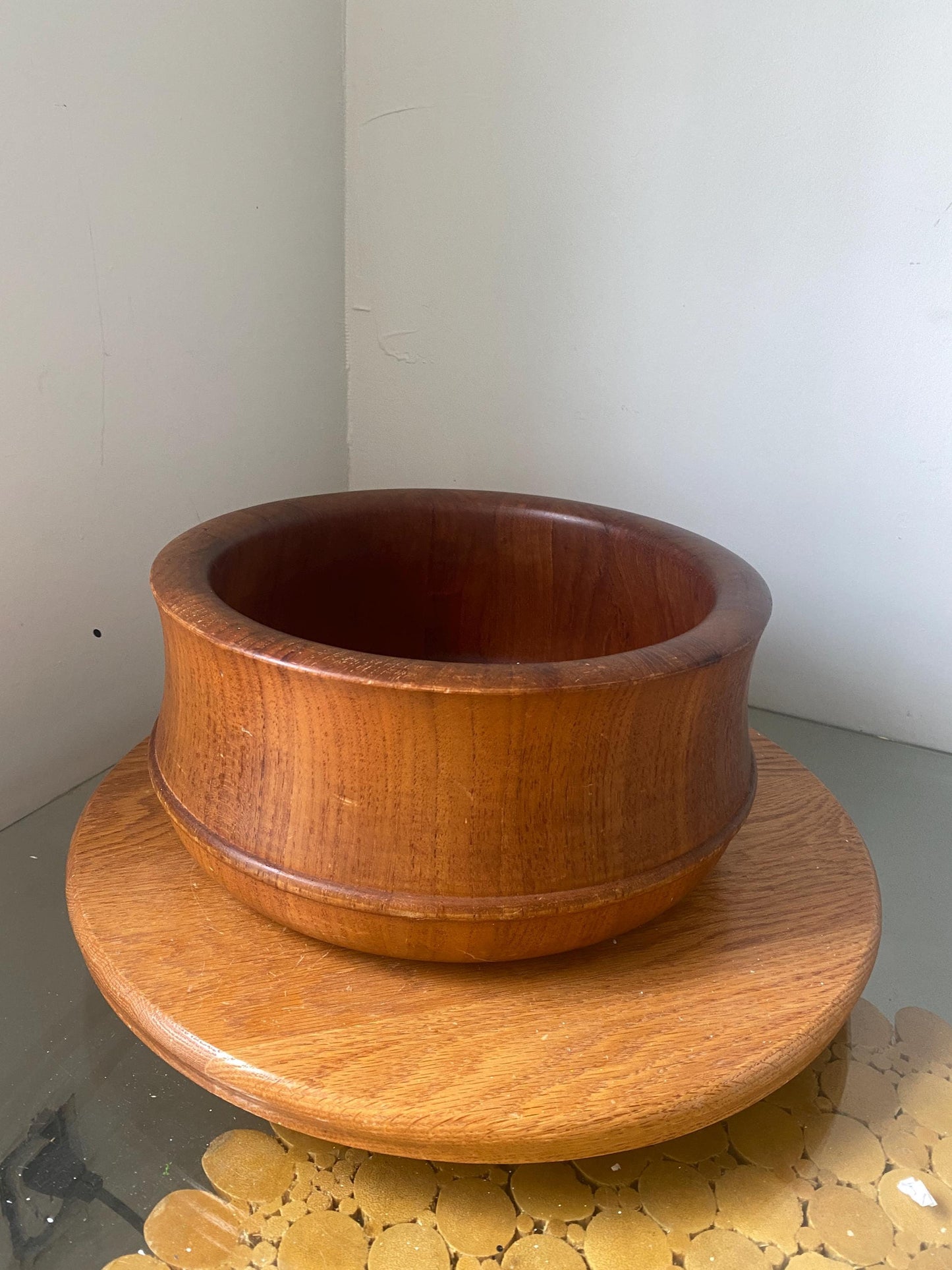 Vintage Danish Richard Nissen Denmark Staved Large Teak Wood Salad Bowl