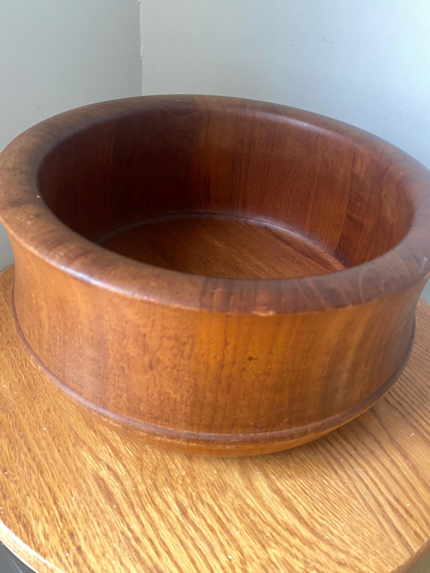 Vintage Danish Richard Nissen Denmark Staved Large Teak Wood Salad Bowl