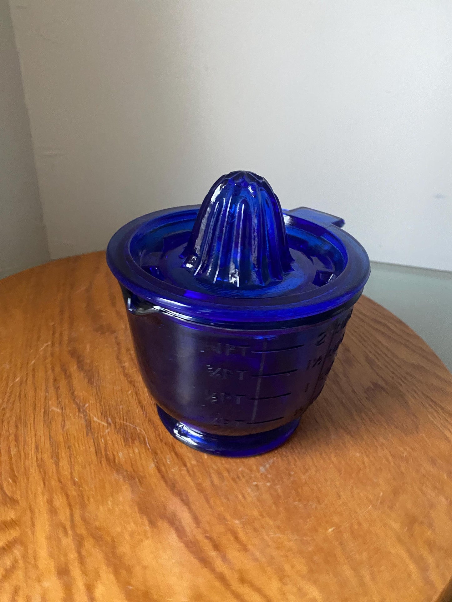 Vintage Cobalt Blue Hazel Atlas 2 Cup Measuring Pitcher and Reamer