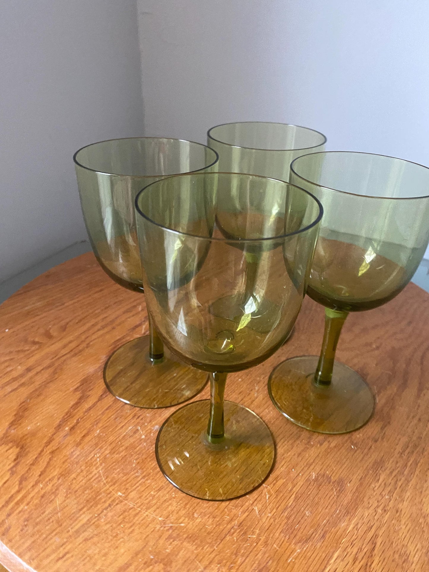 Set of 4 Vintage Olive Wine Glasses