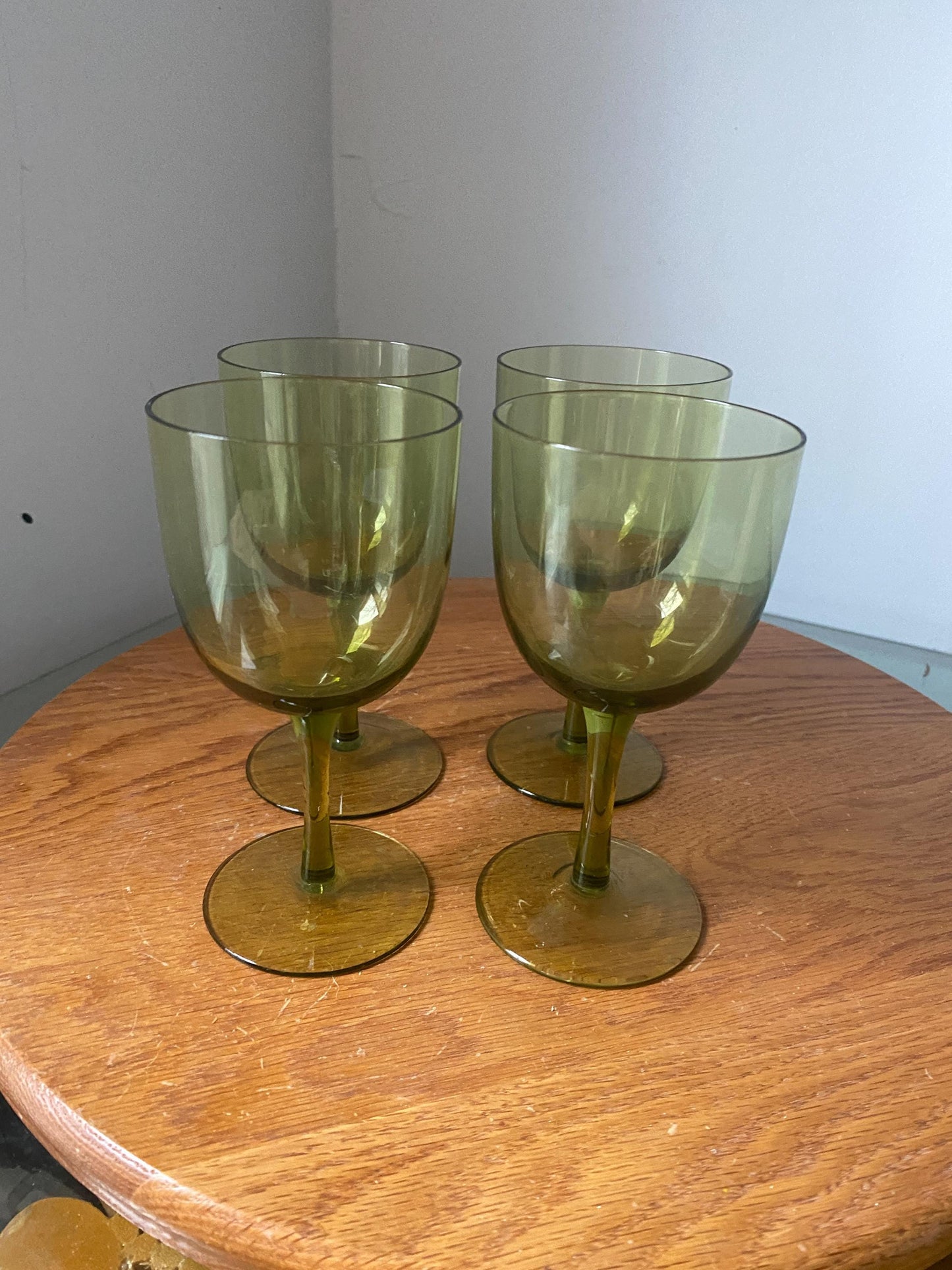 Set of 4 Vintage Olive Wine Glasses