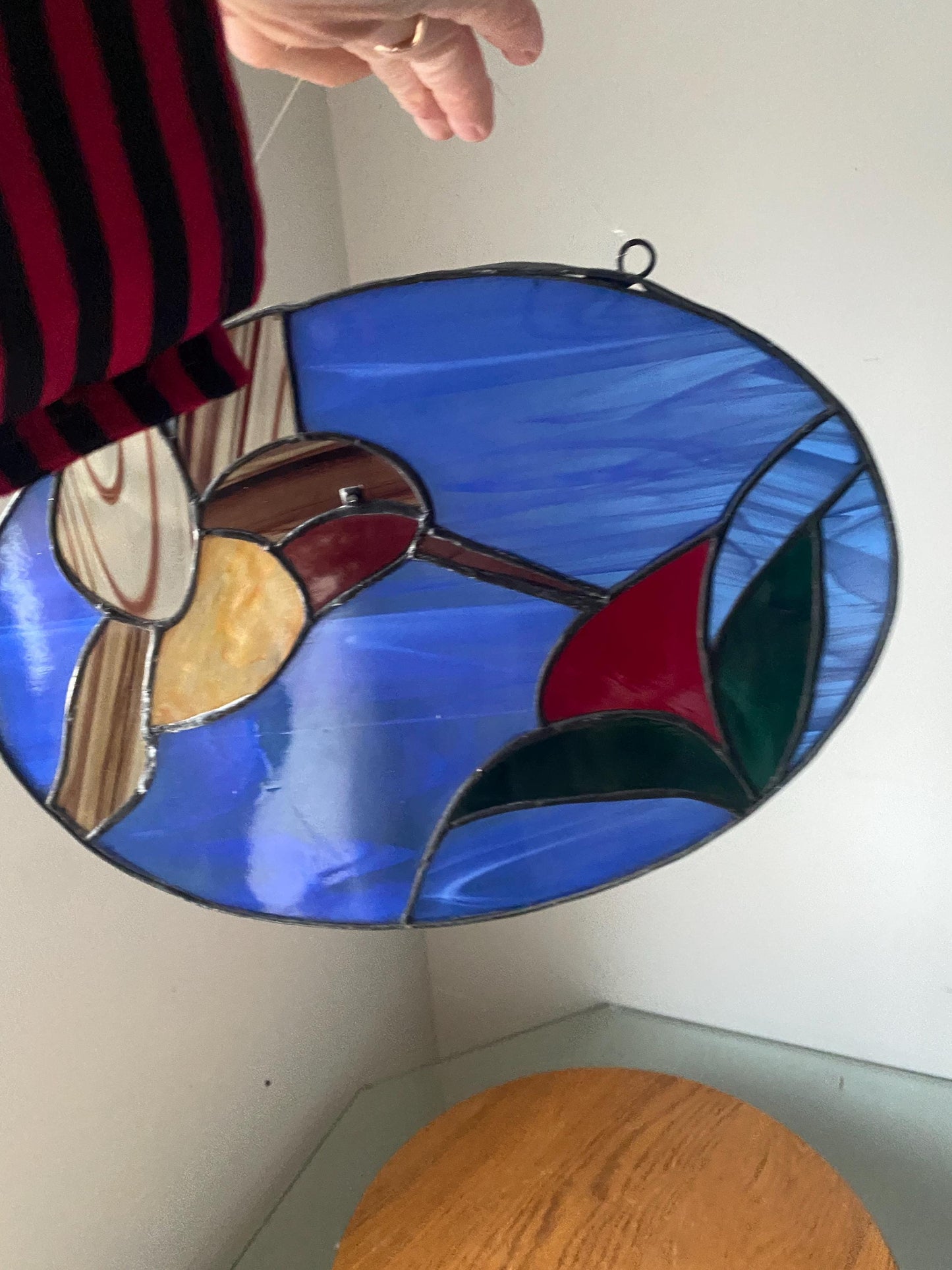 Medium Handmade Hummingbird Stained Glass Sun Catcher
