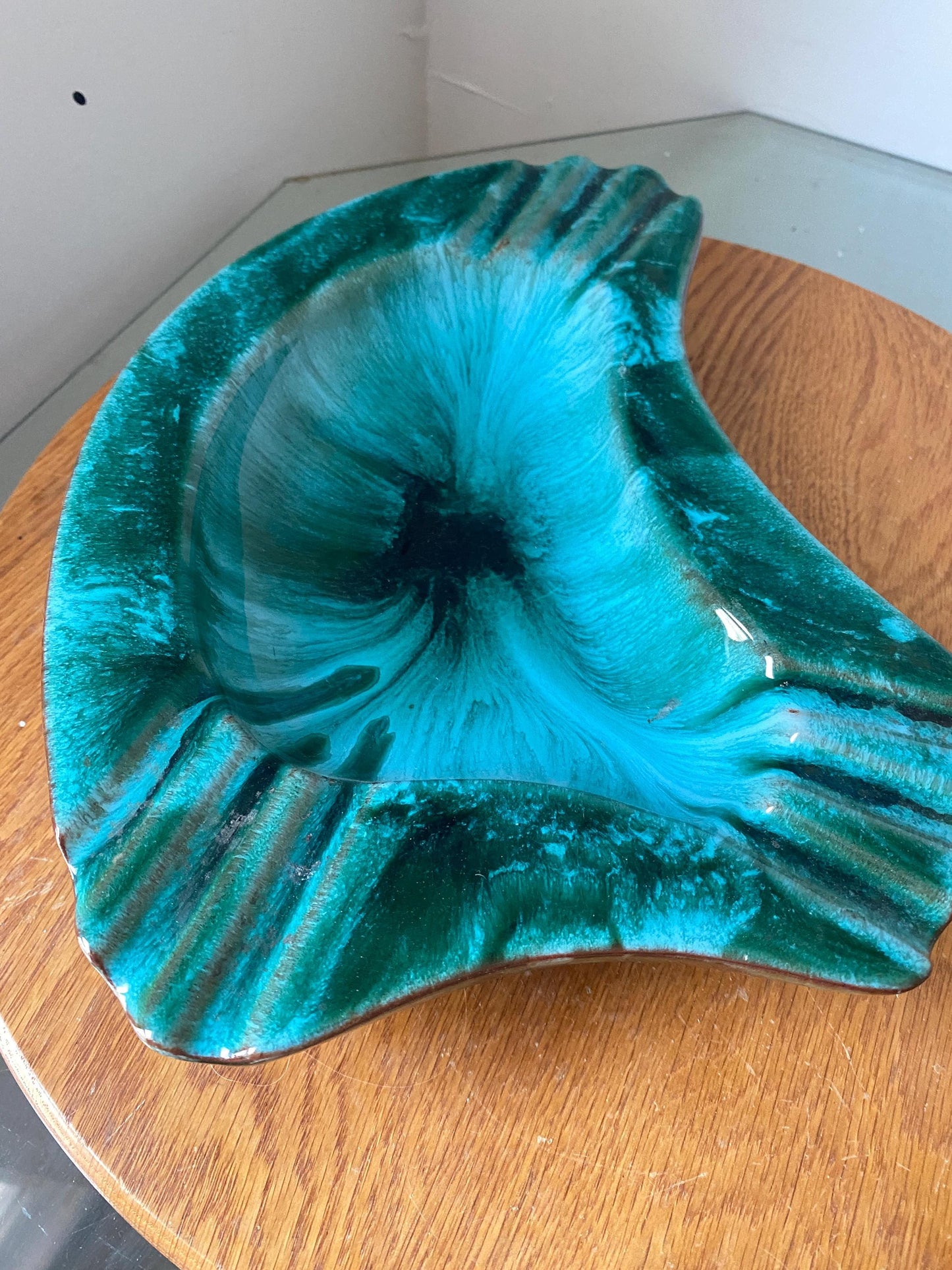 Vintage Blue Mountain Pottery Turquoise Drip Ceramic Ashtray Made in Canada