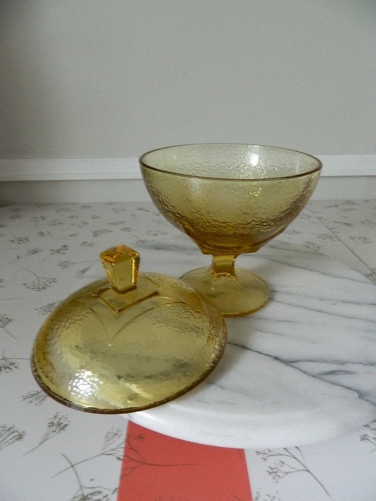 Vintage Yellow Lidded Dish