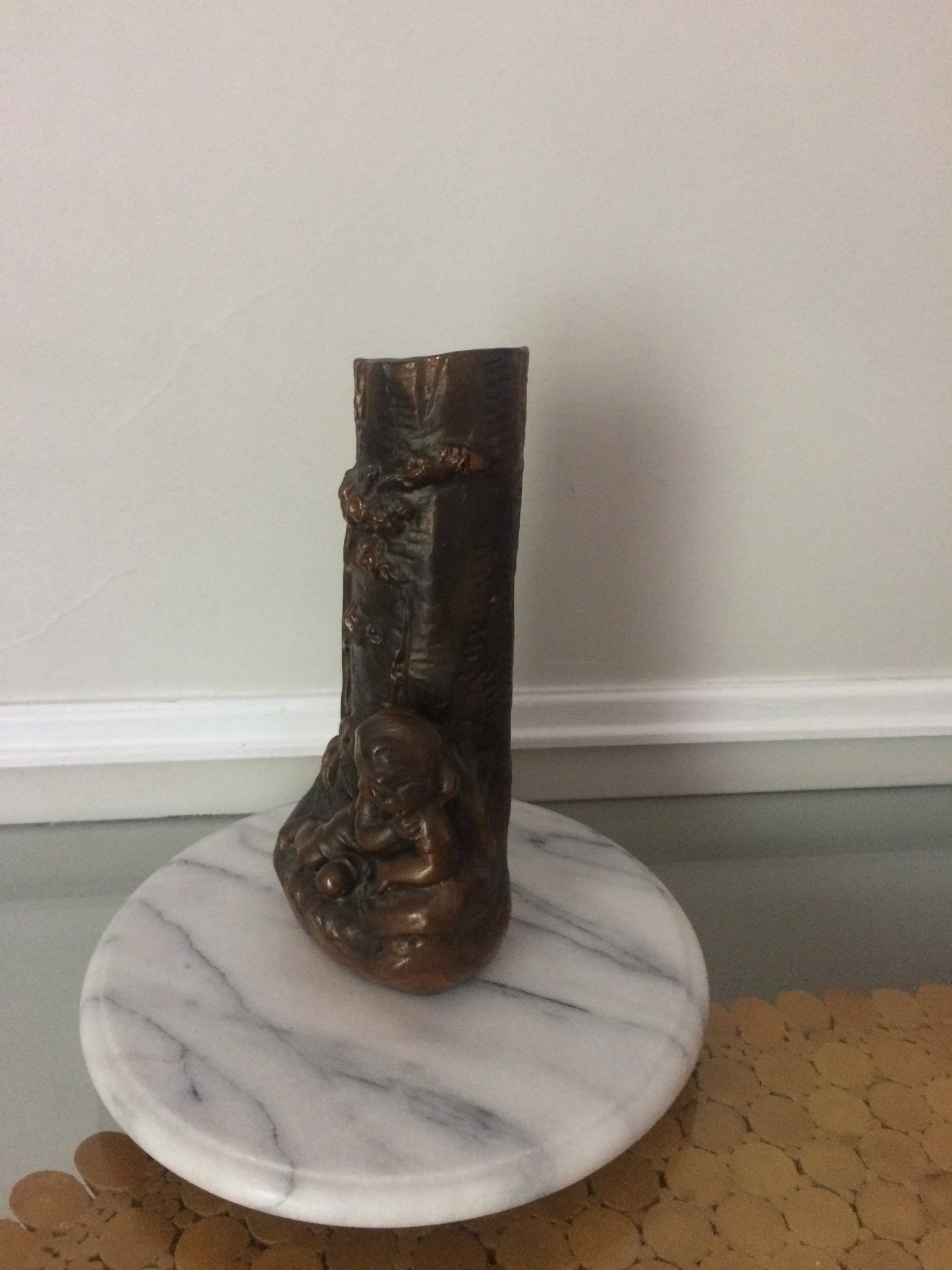 Antique Copper Dipped Plaster Vase