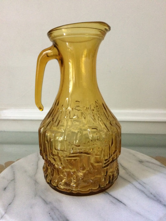 MCM Enesco Textured Yellow Italian Glass Jug Made in Italy