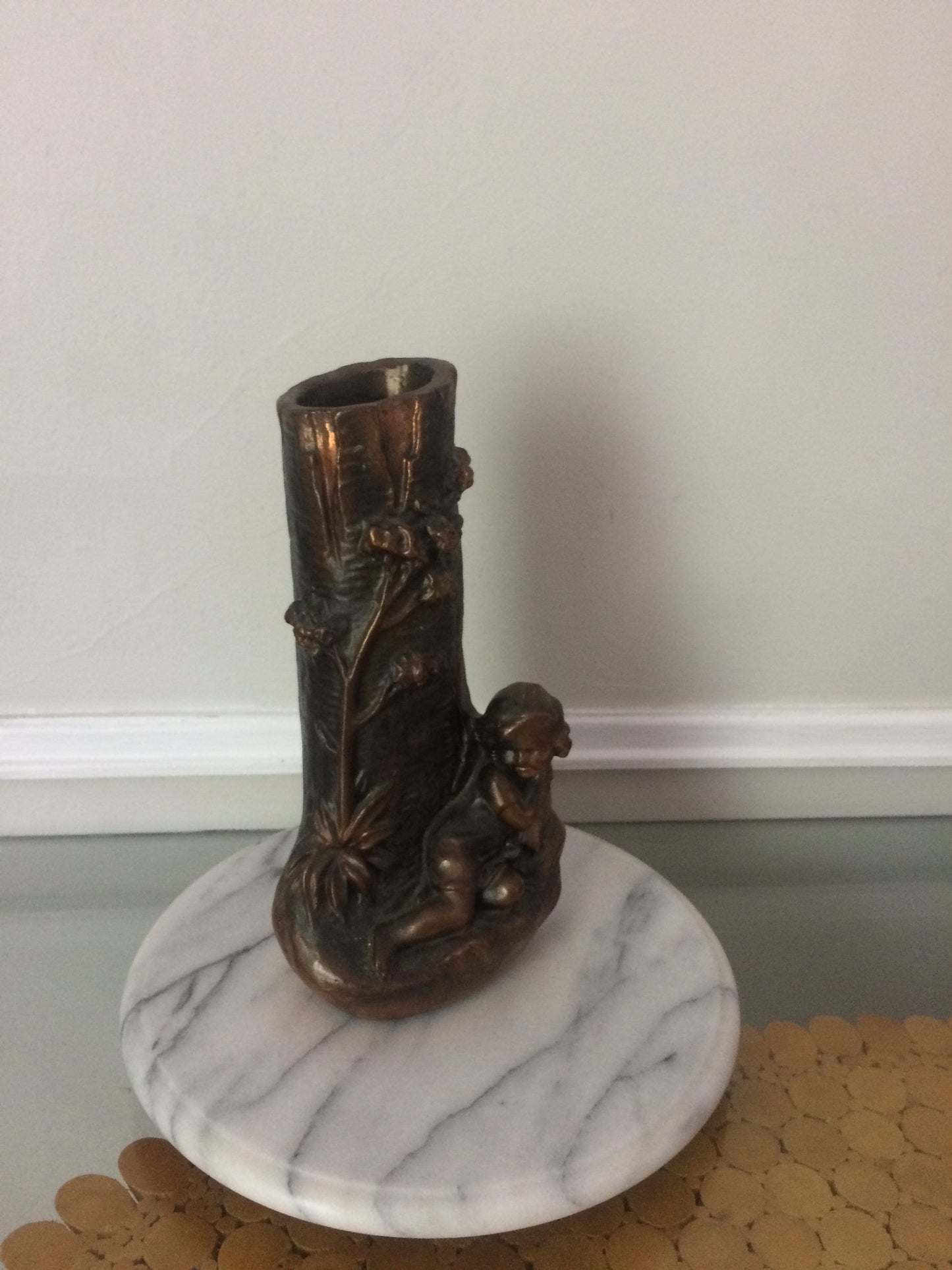 Antique Copper Dipped Plaster Vase