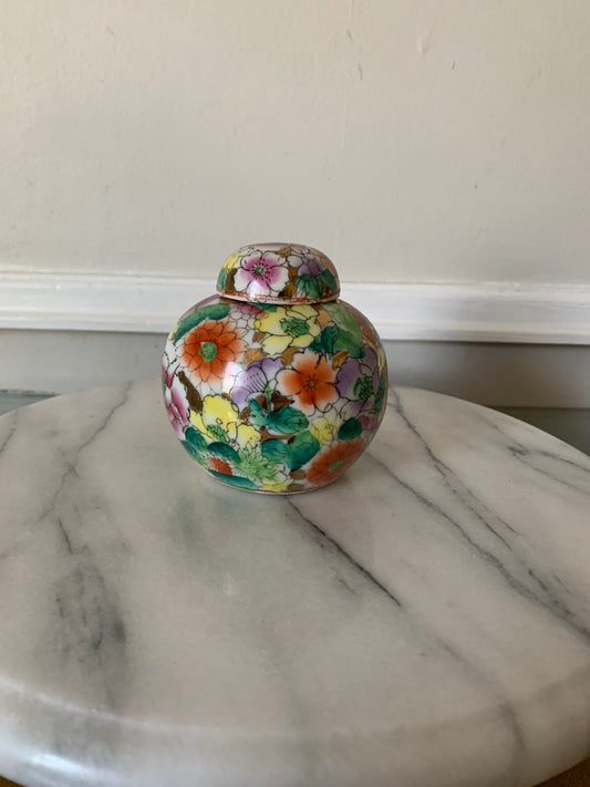 Vintage Hand Painted Colourful Ginger Jar