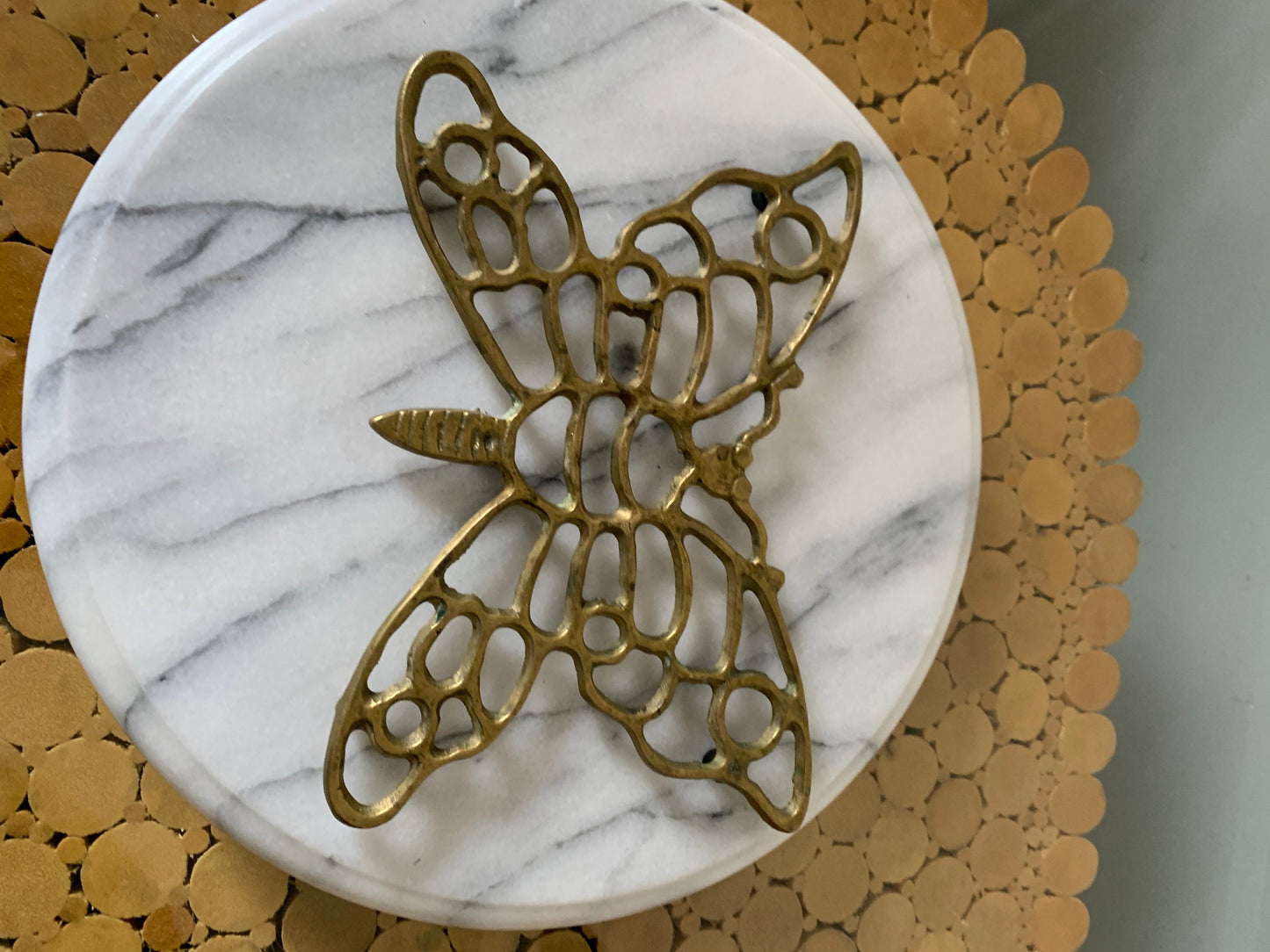 Large Vintage  Brass Butterfly Trivet