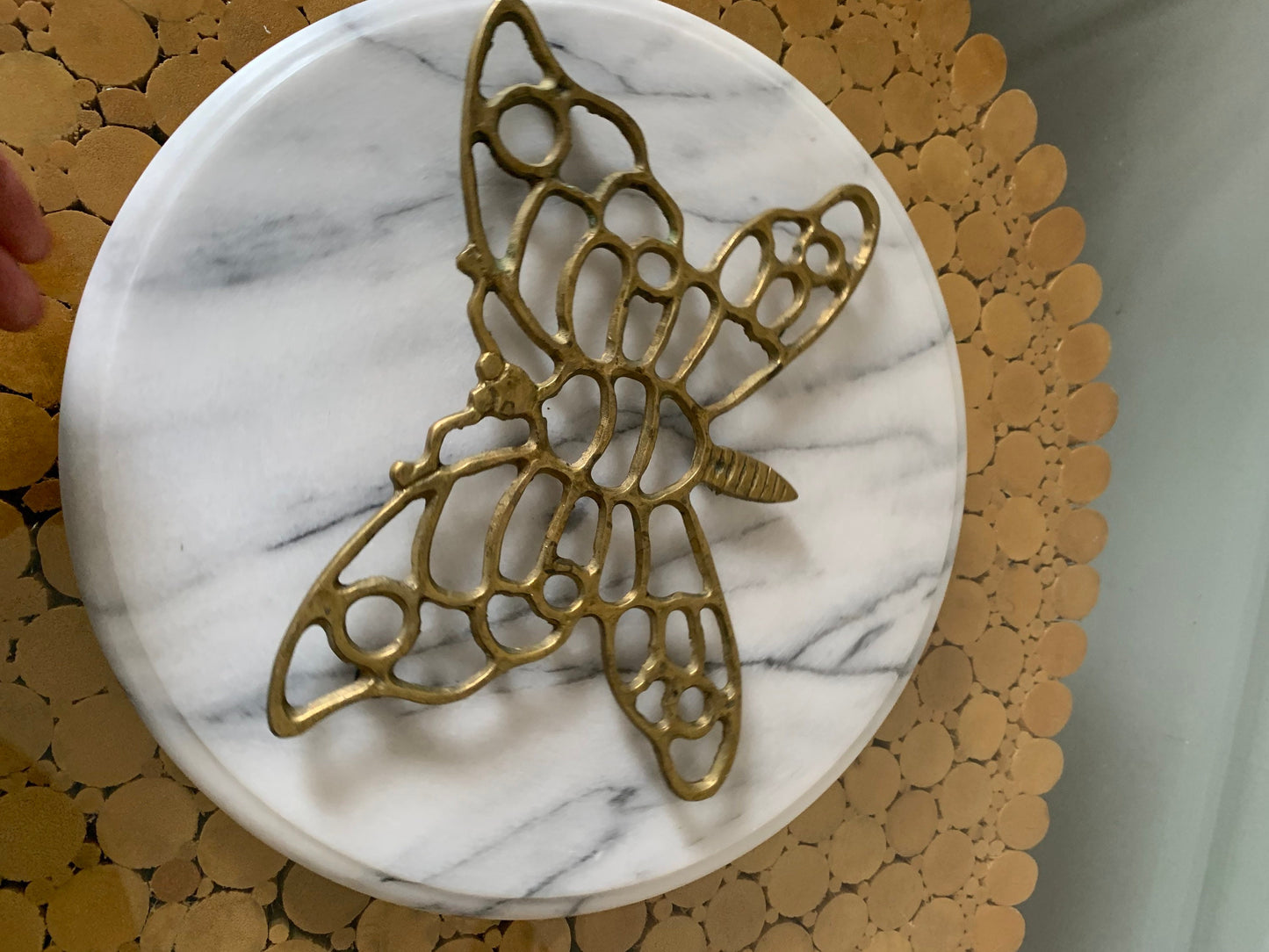 Large Vintage  Brass Butterfly Trivet