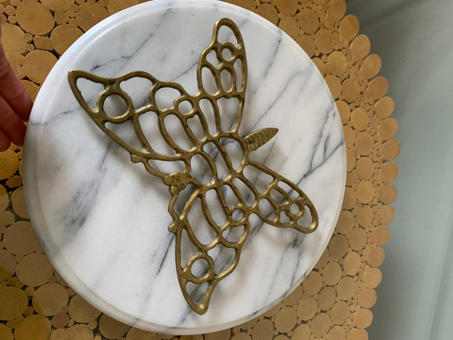 Large Vintage  Brass Butterfly Trivet