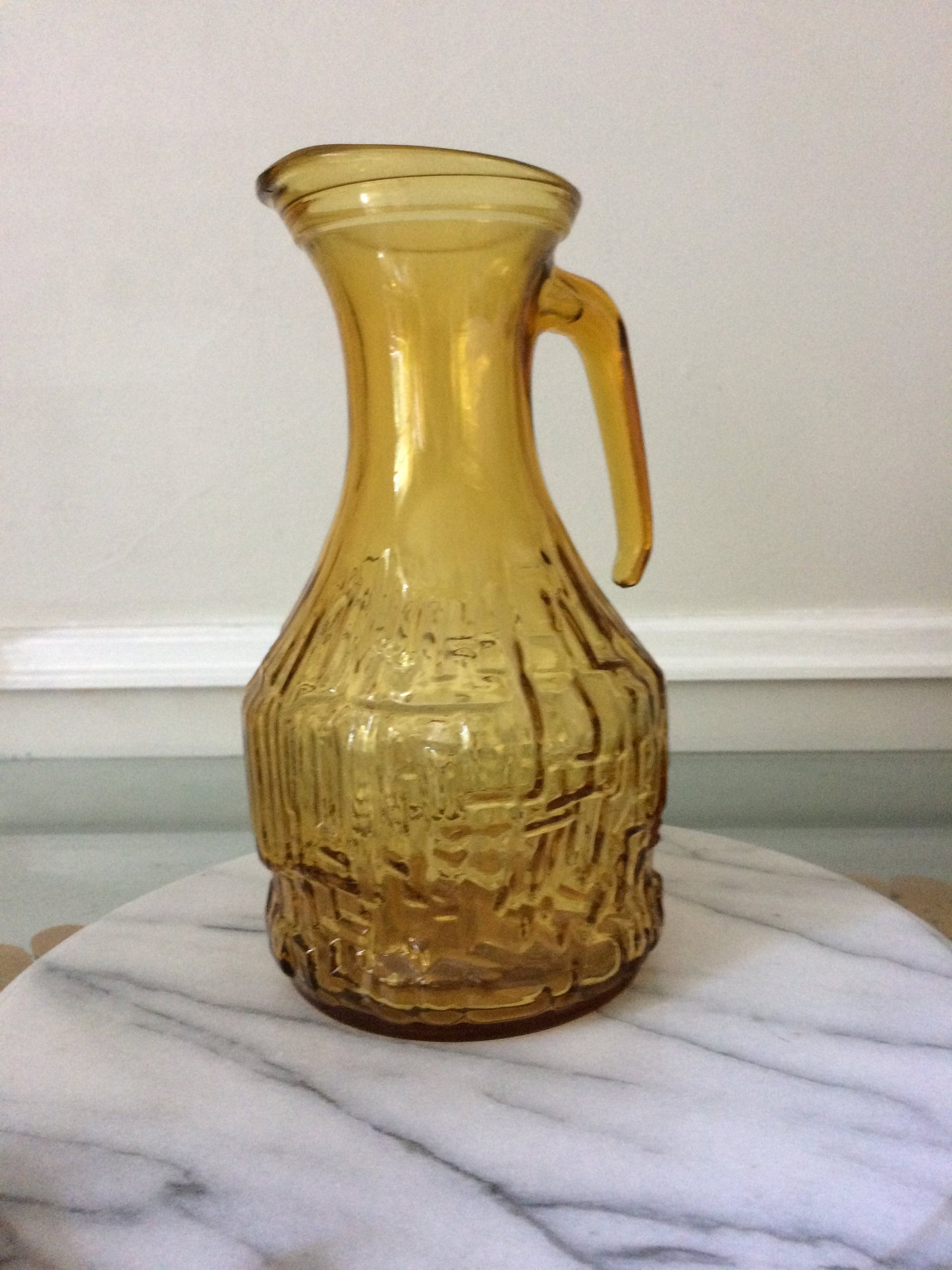 MCM Enesco Textured Yellow Italian Glass Jug Made in Italy