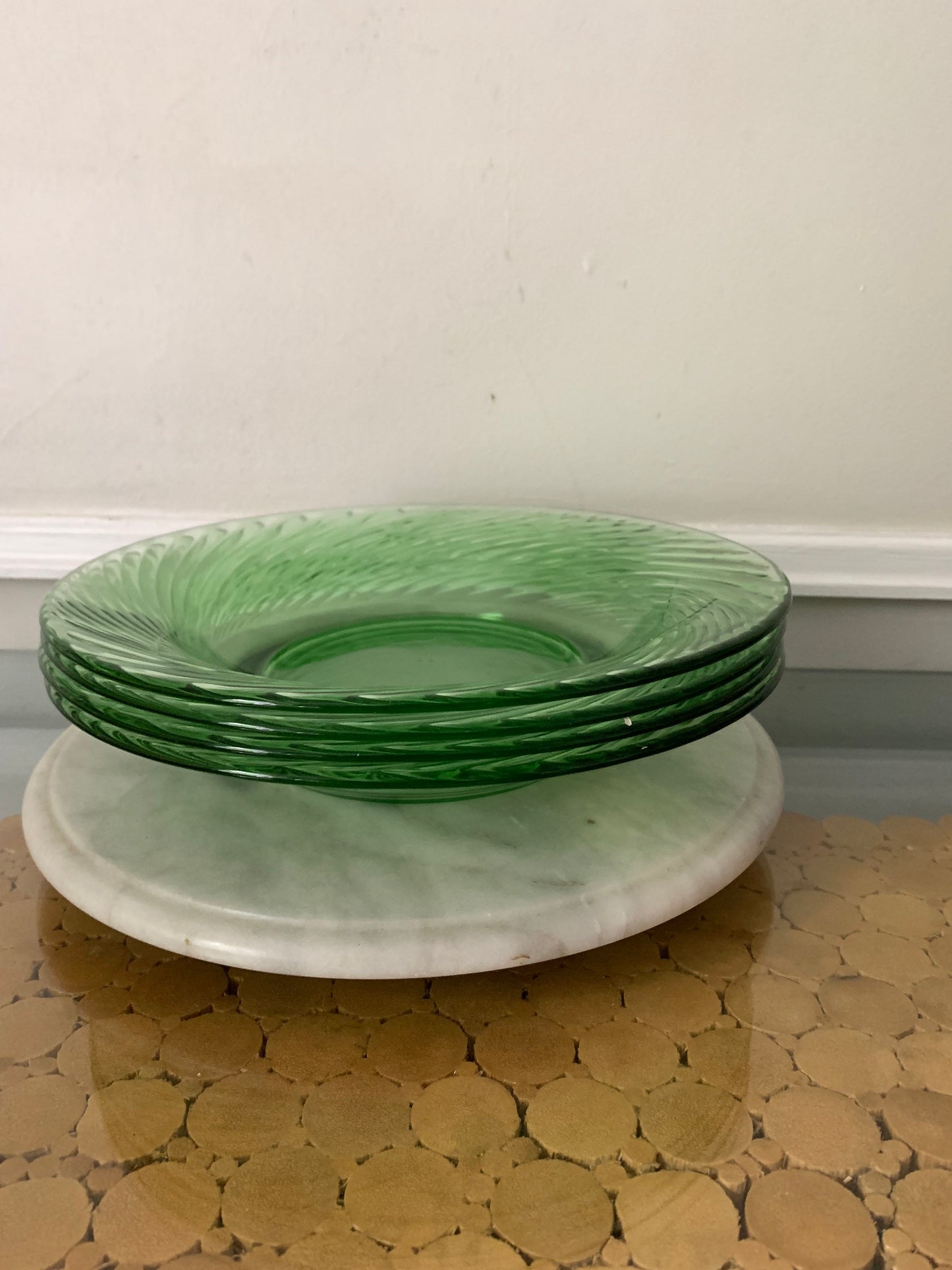 Set of 4 Large Pyrex//Corelle Festiva Spring Green Dinner Plates