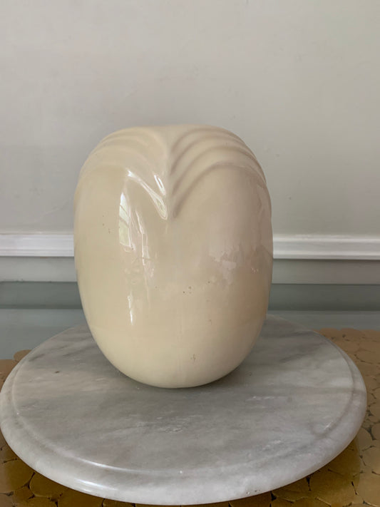 Retro Small Cream Glazed Ceramic Vase