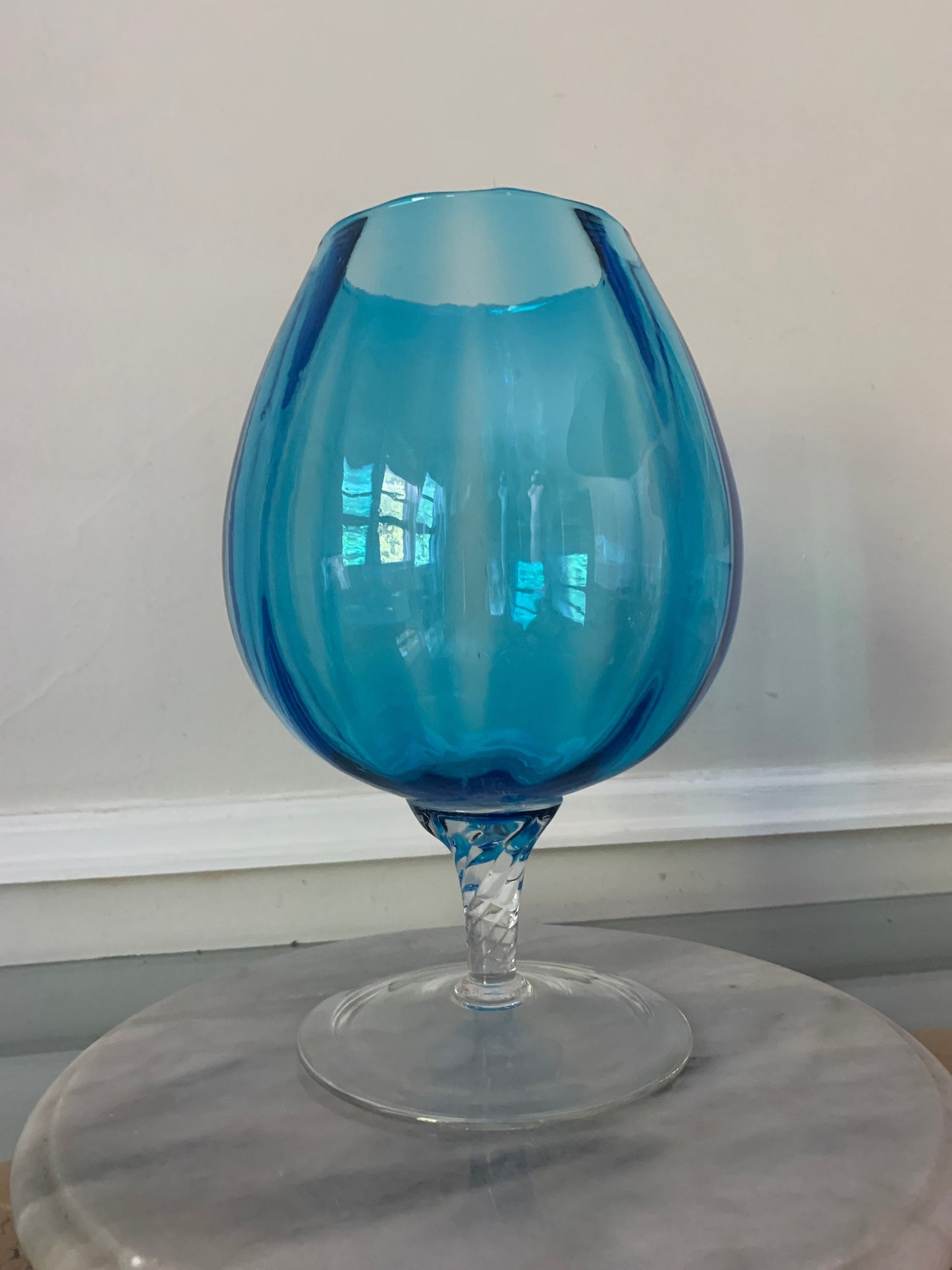 MCM Blue Footed Glass Vase