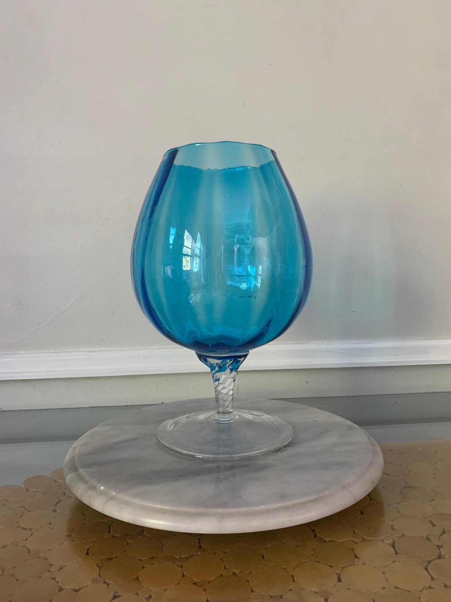 MCM Blue Footed Glass Vase