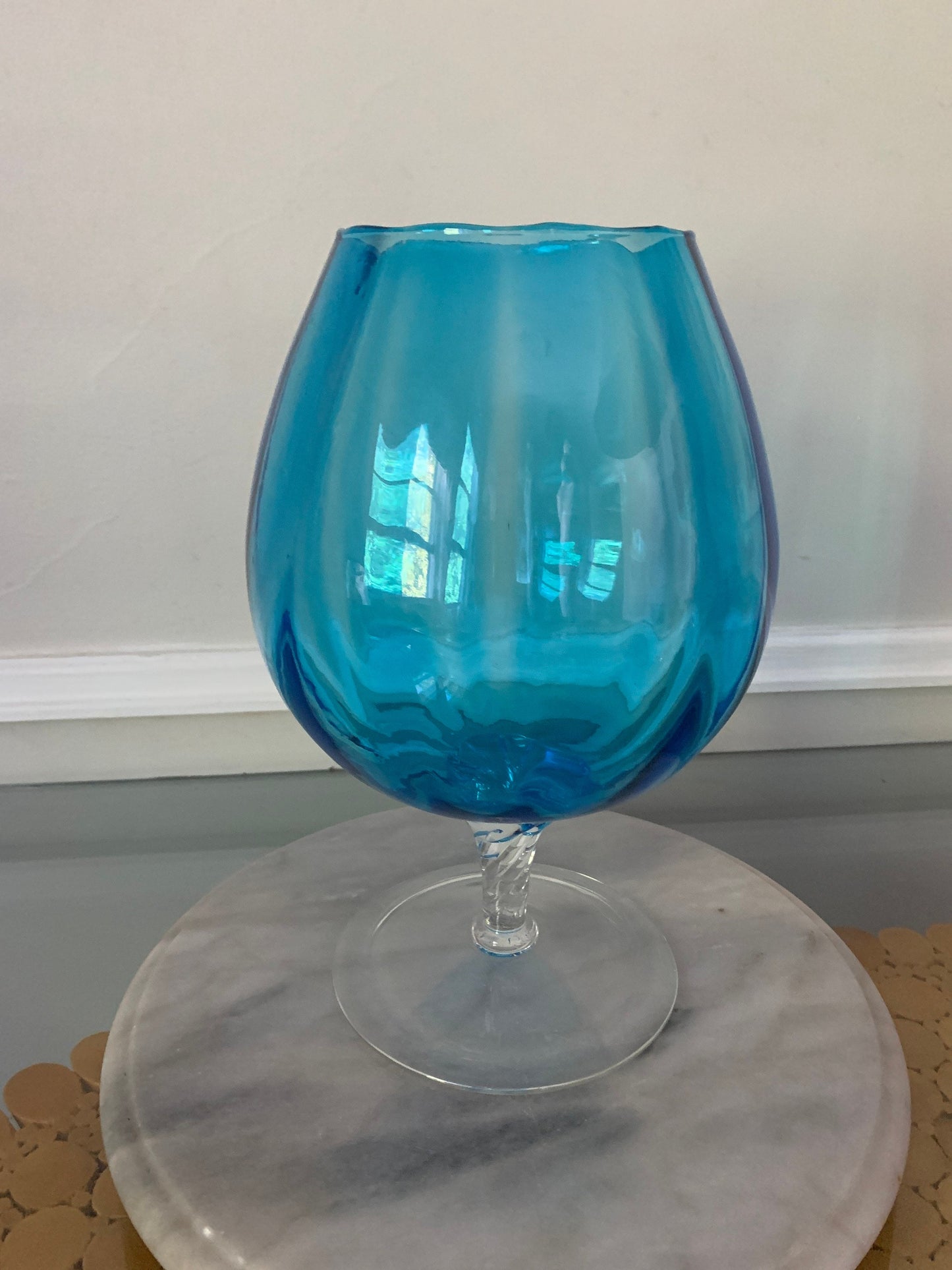 MCM Blue Footed Glass Vase