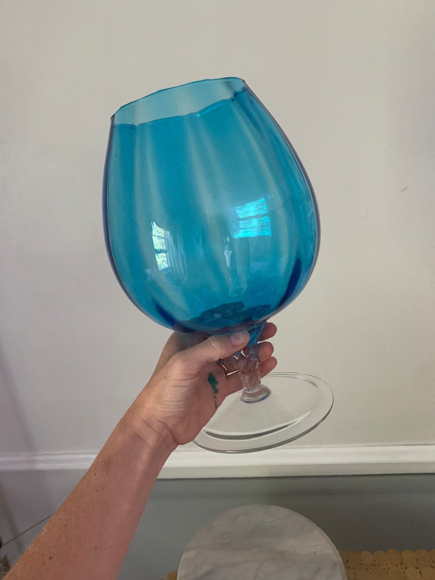 MCM Blue Footed Glass Vase