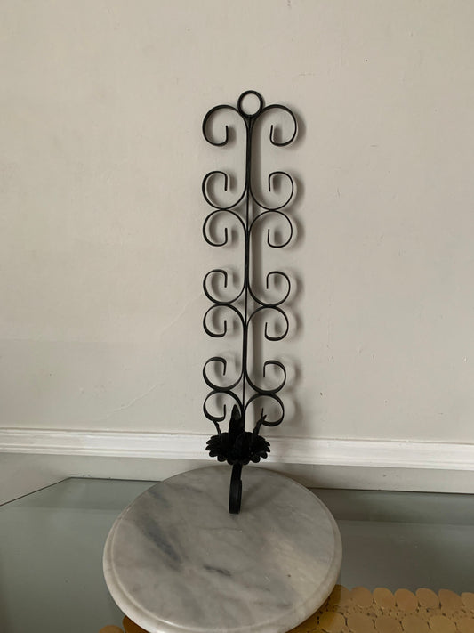 MCM Wrought Iron Scroll Candle Wall Sconce