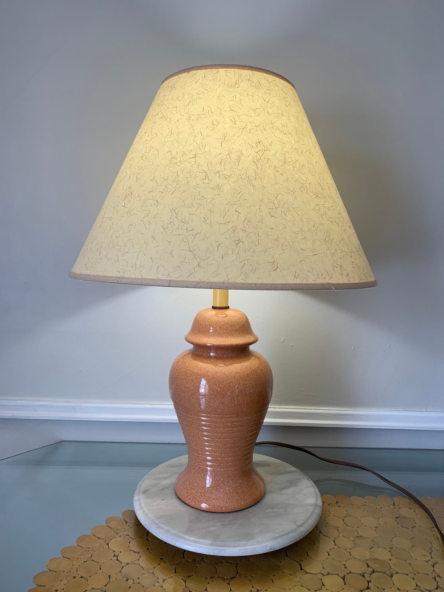 VIntage Speckled Terra Cota High Gloss Ceramic Medium Sized Lamp